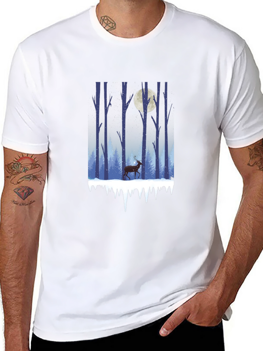 Winter Forest Deer Graphic Tee