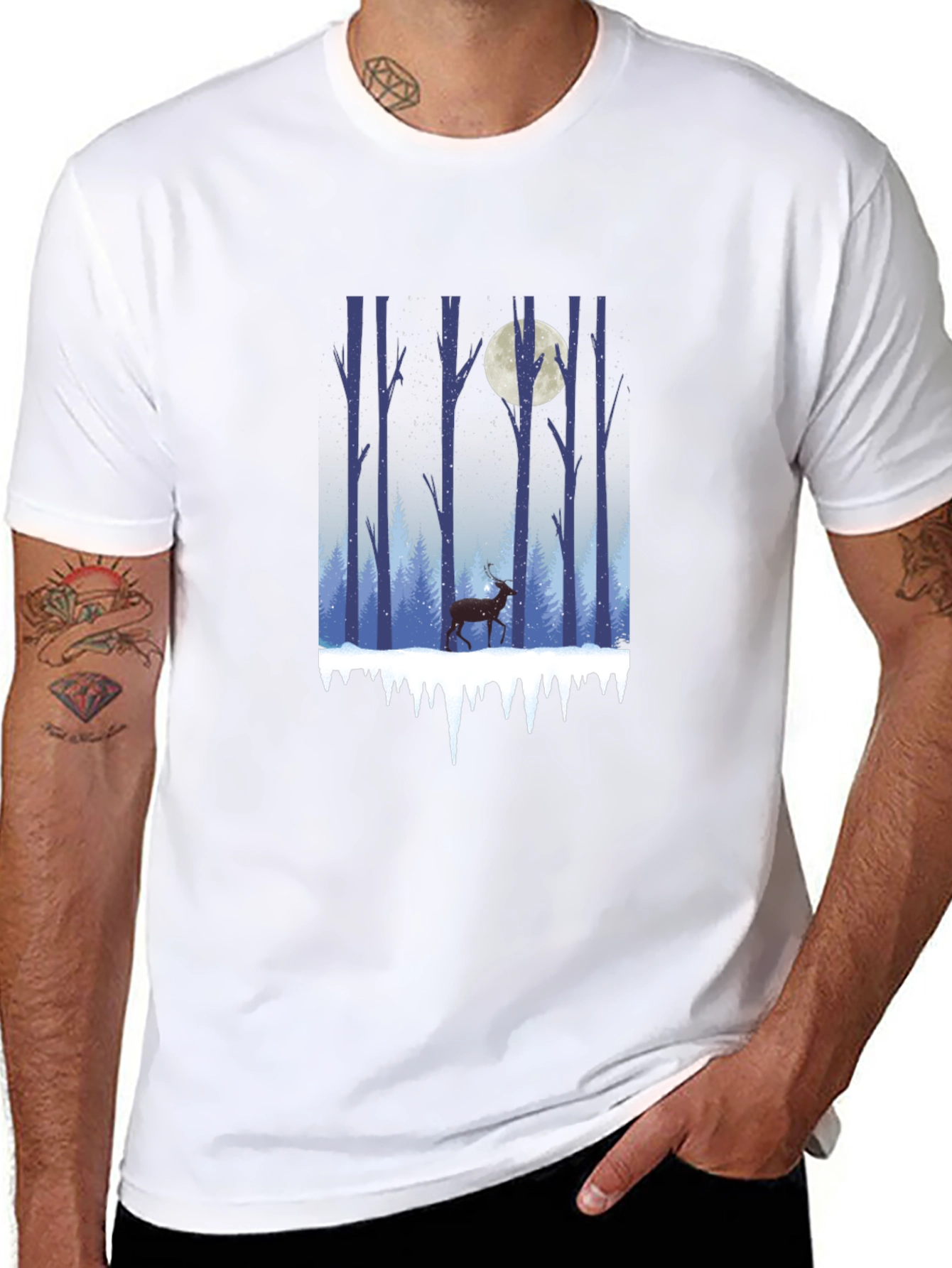 Winter Forest Deer Graphic Tee