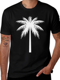 Palm Tree Graphic Tee - Black Cotton T-Shirt