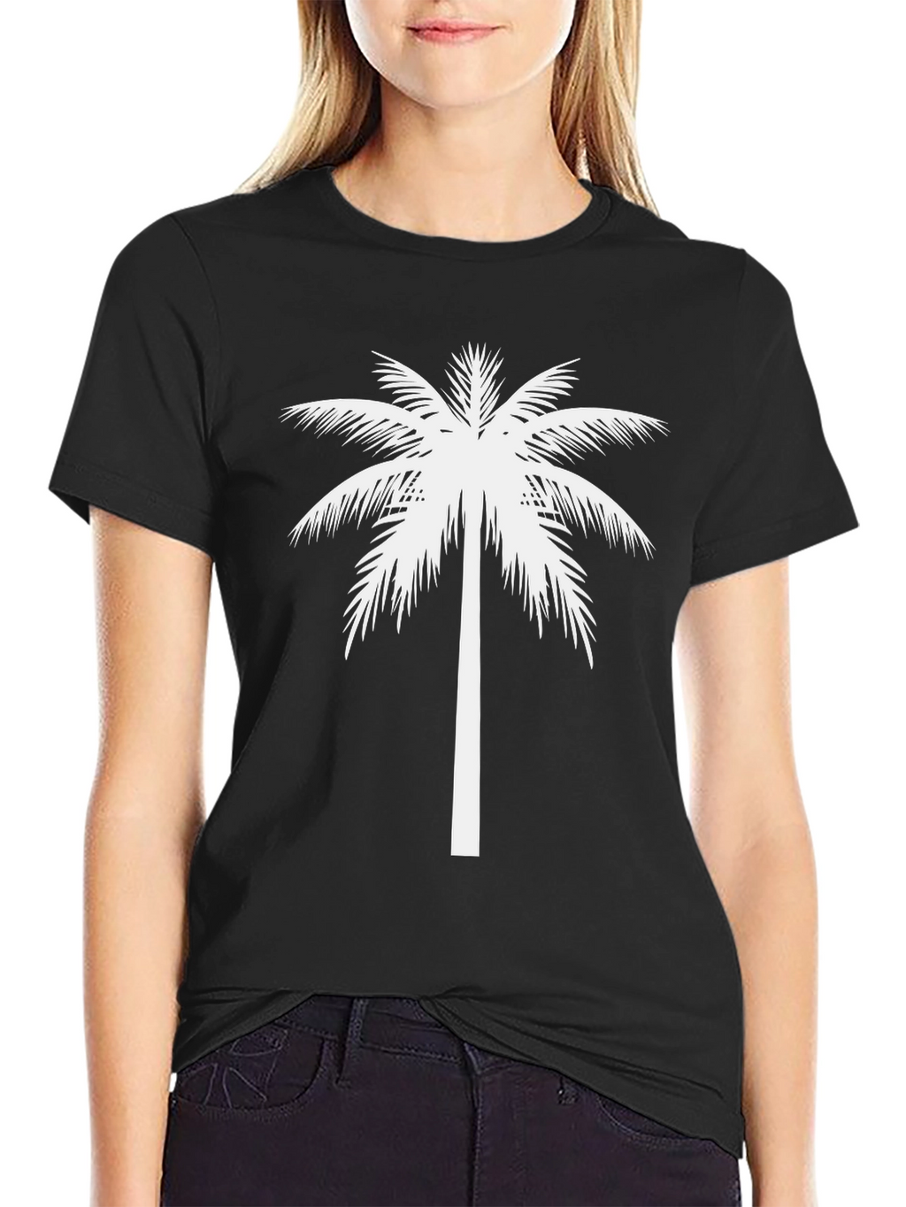 Palm Tree Graphic Tee - Black Cotton T-Shirt