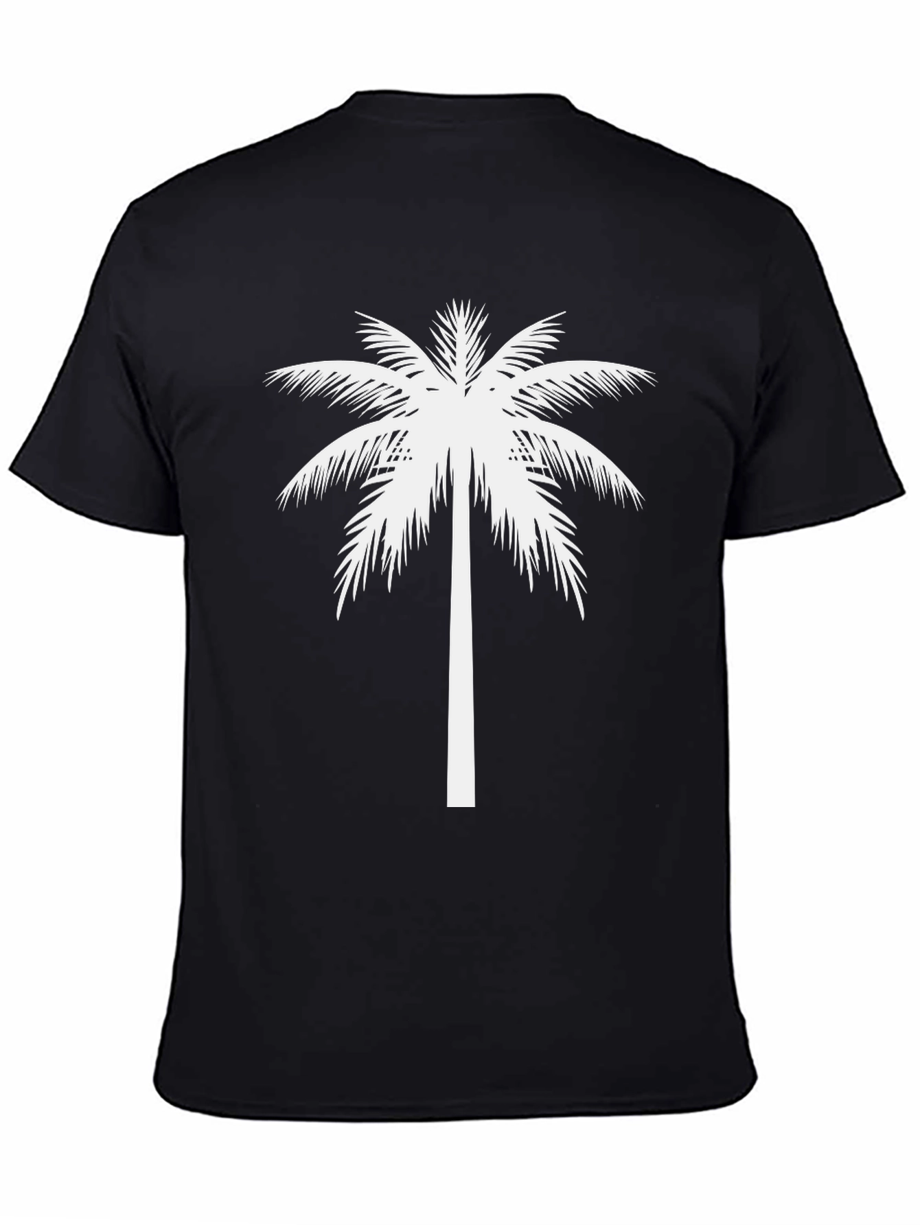 Palm Tree Graphic Tee - Black Cotton T-Shirt