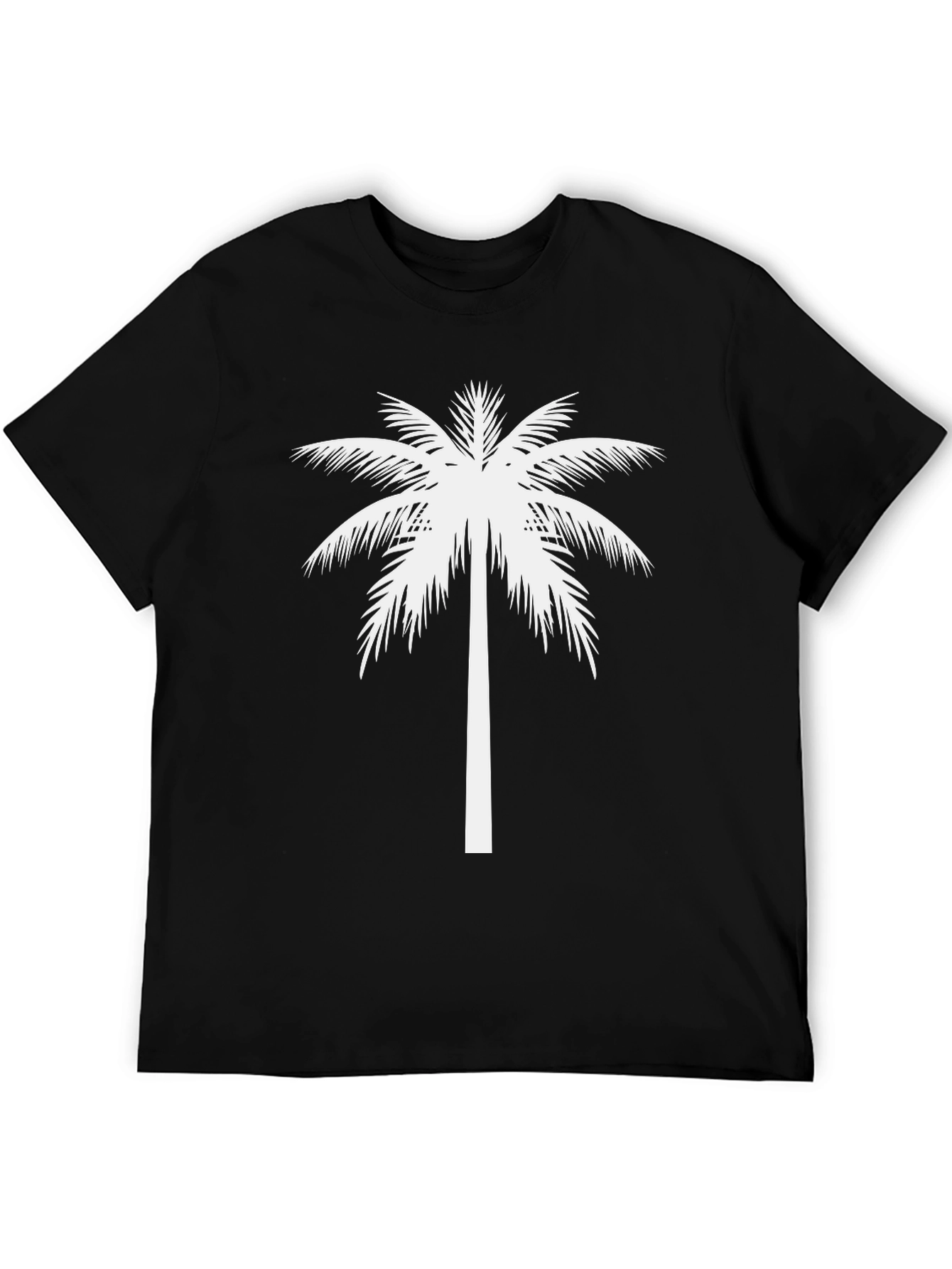 Palm Tree Graphic Tee - Black Cotton T-Shirt