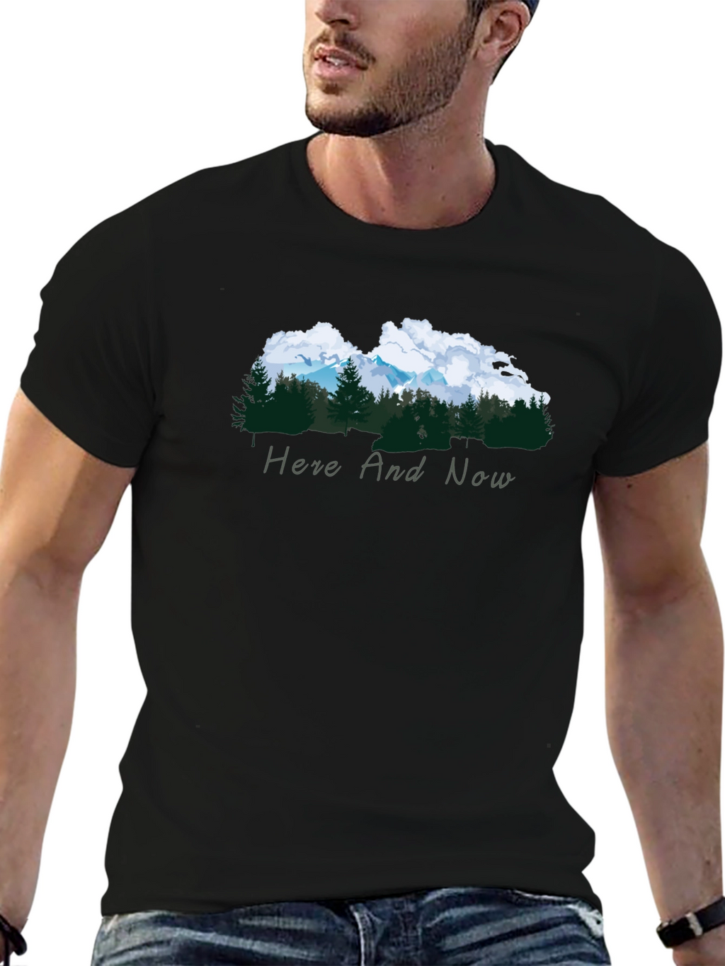 Nature Inspired Black Tee - Here and Now