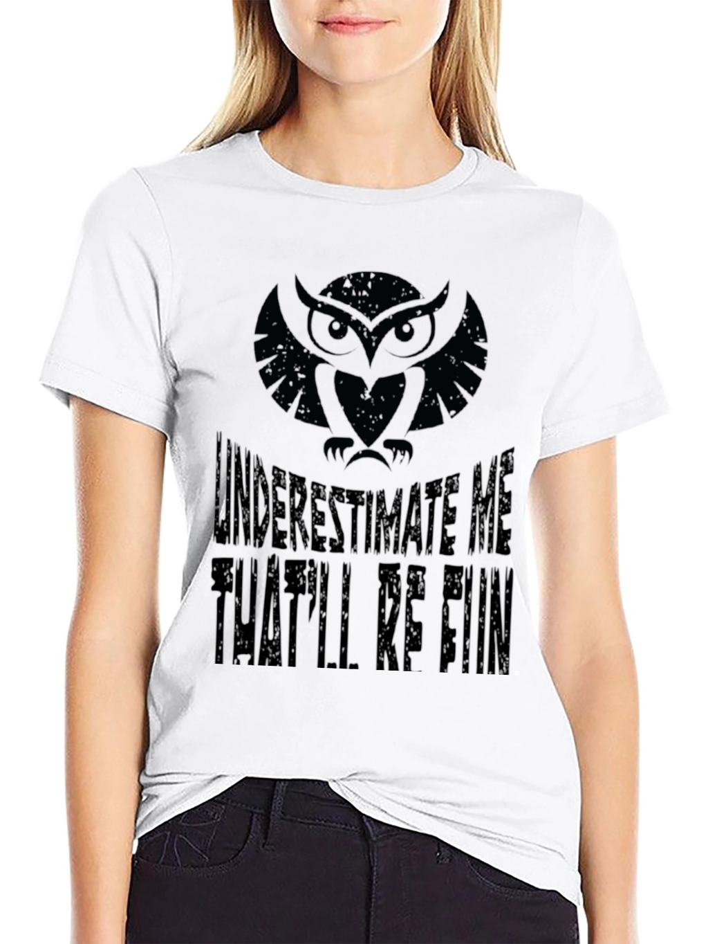 Owl Underestimate Me T-Shirt - Black