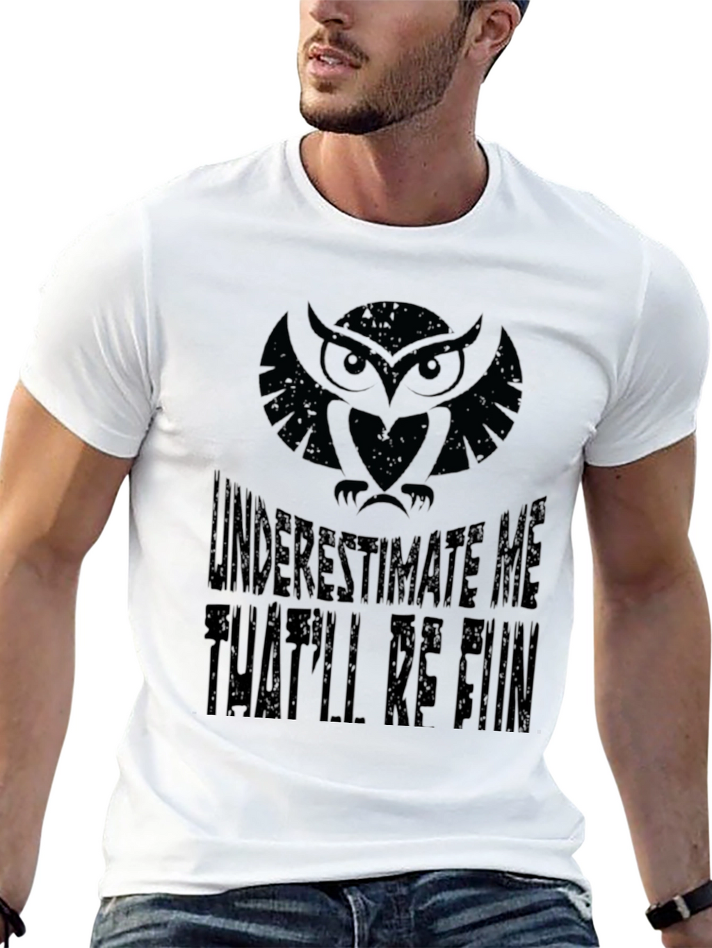 Owl Underestimate Me T-Shirt - Black