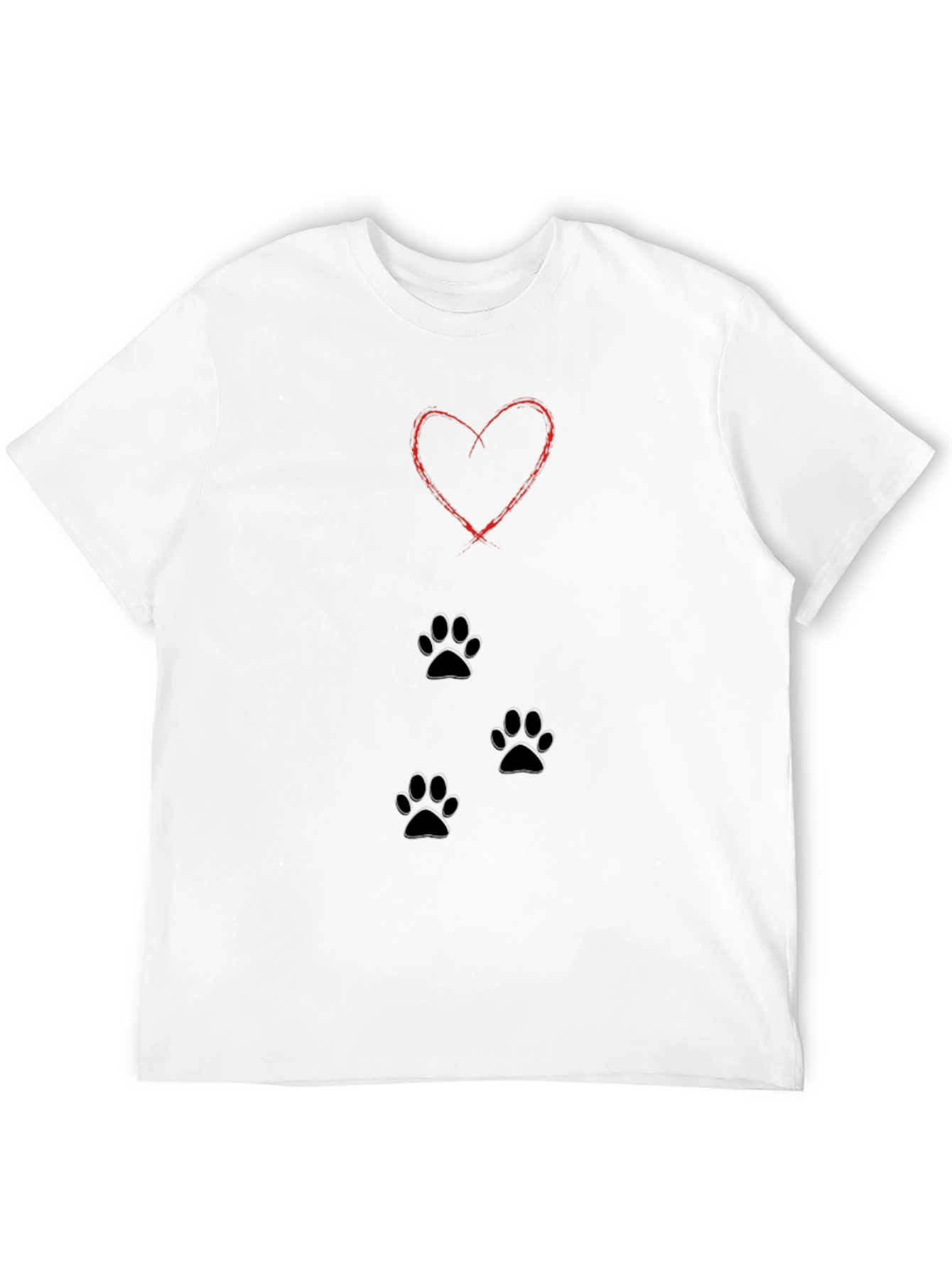 Heart Paw Print T-Shirt - Black Casual Tee