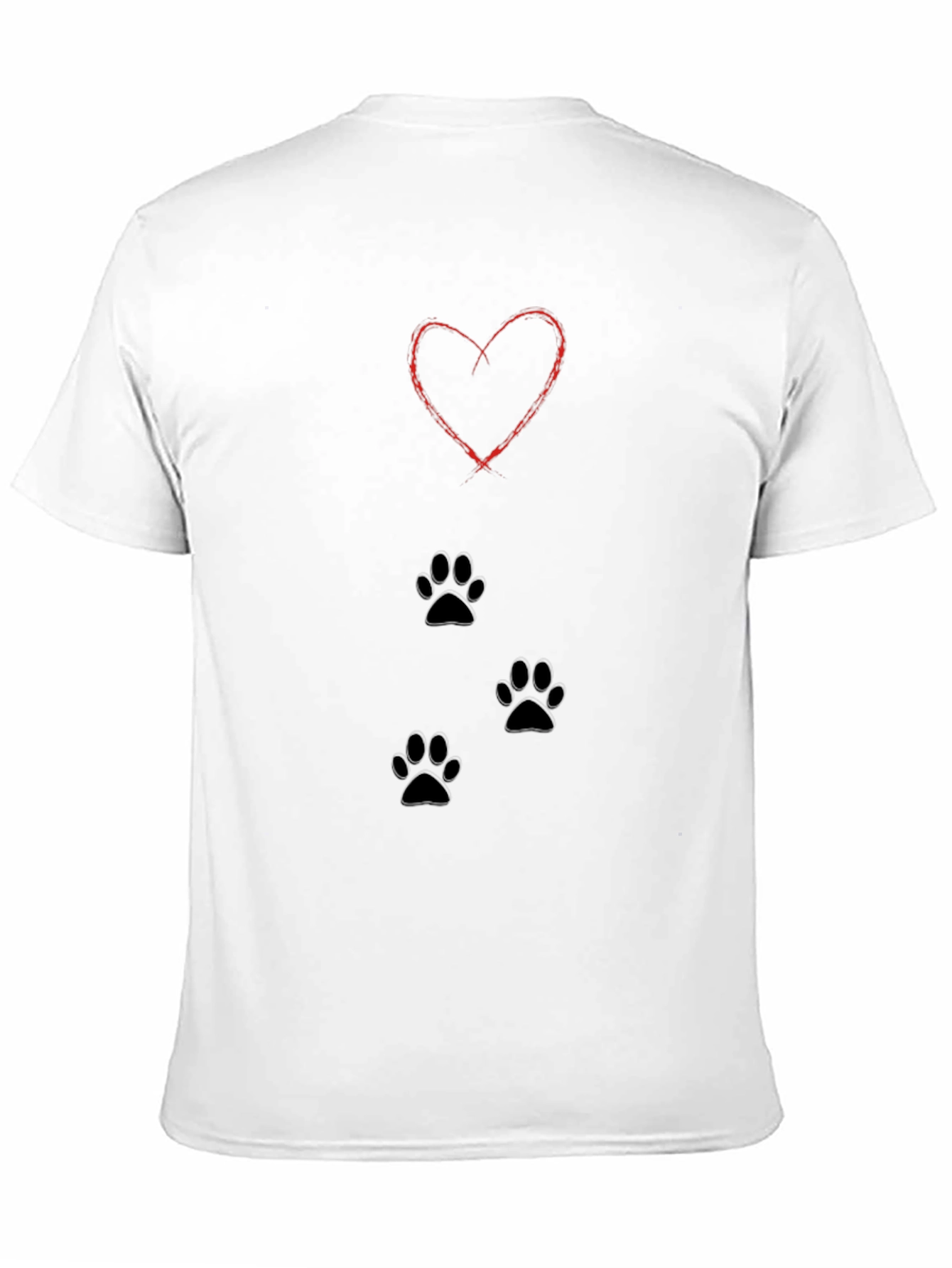 Heart Paw Print T-Shirt - Black Casual Tee