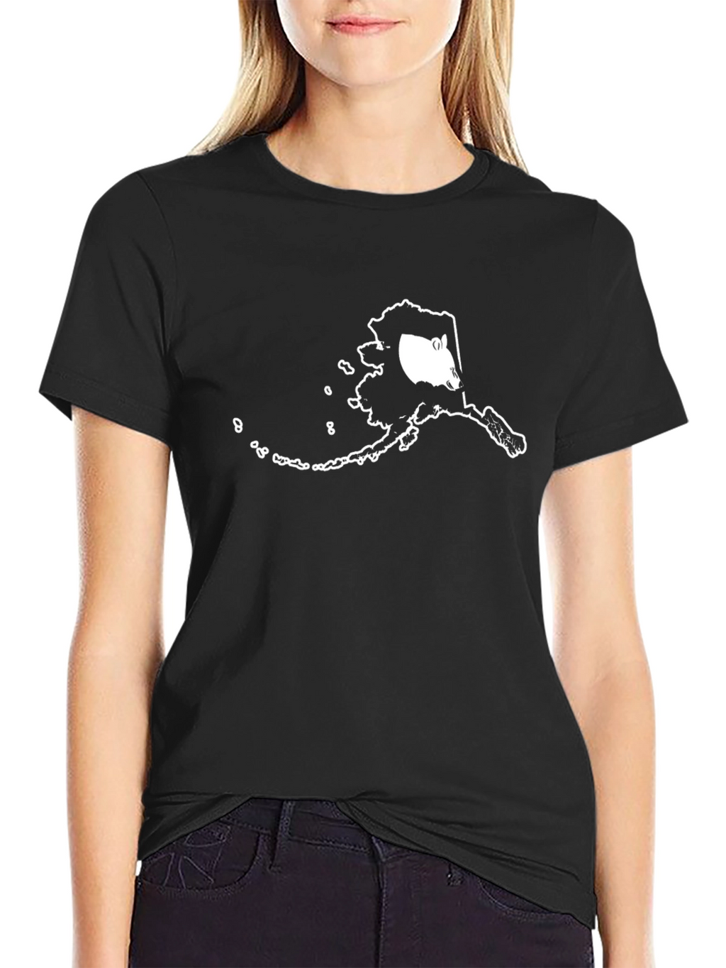 Alaska Bear Graphic Tee - Black Cotton