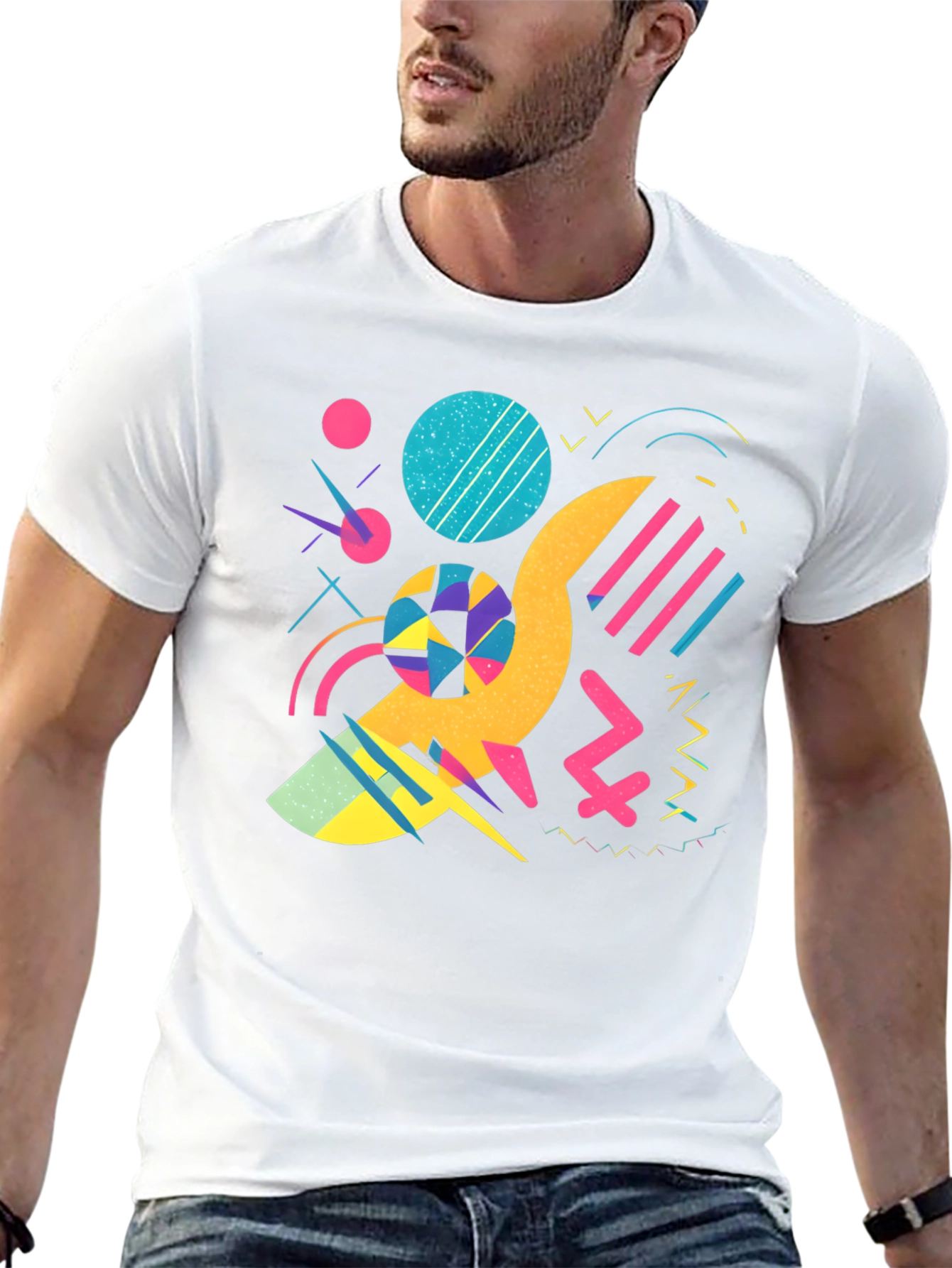 Retro 80s/90s Style Graphic Print Black T-Shirt