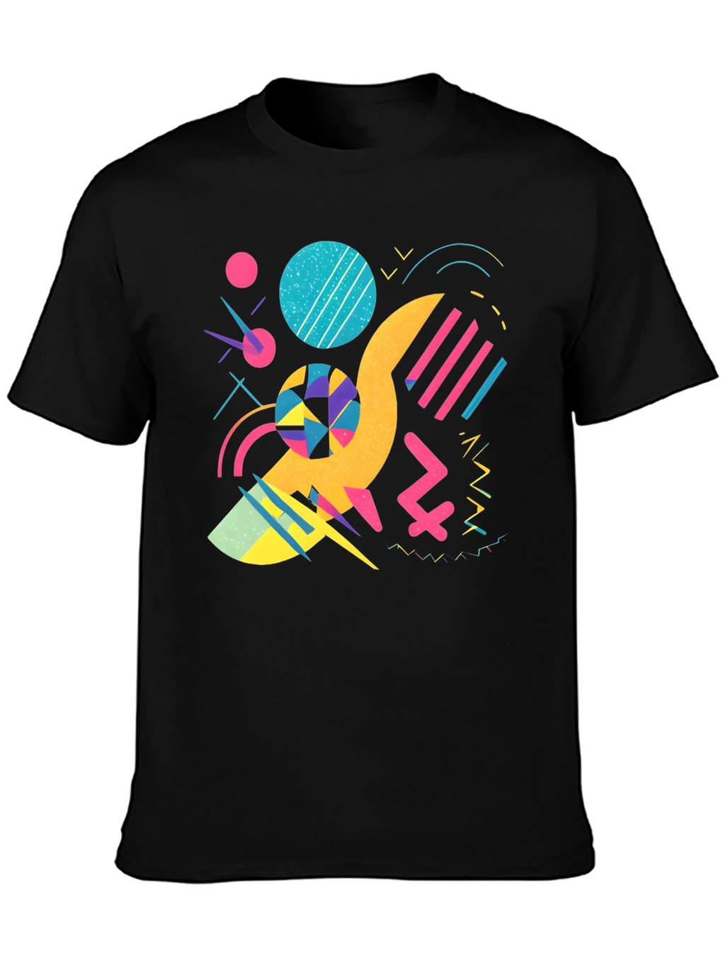 Retro 80s/90s Style Graphic Print Black T-Shirt