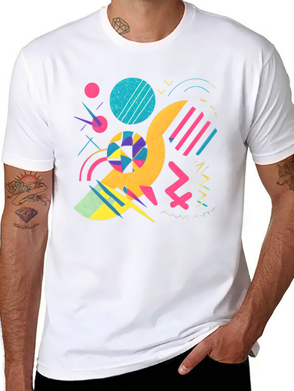 Retro 80s/90s Style Graphic Print Black T-Shirt