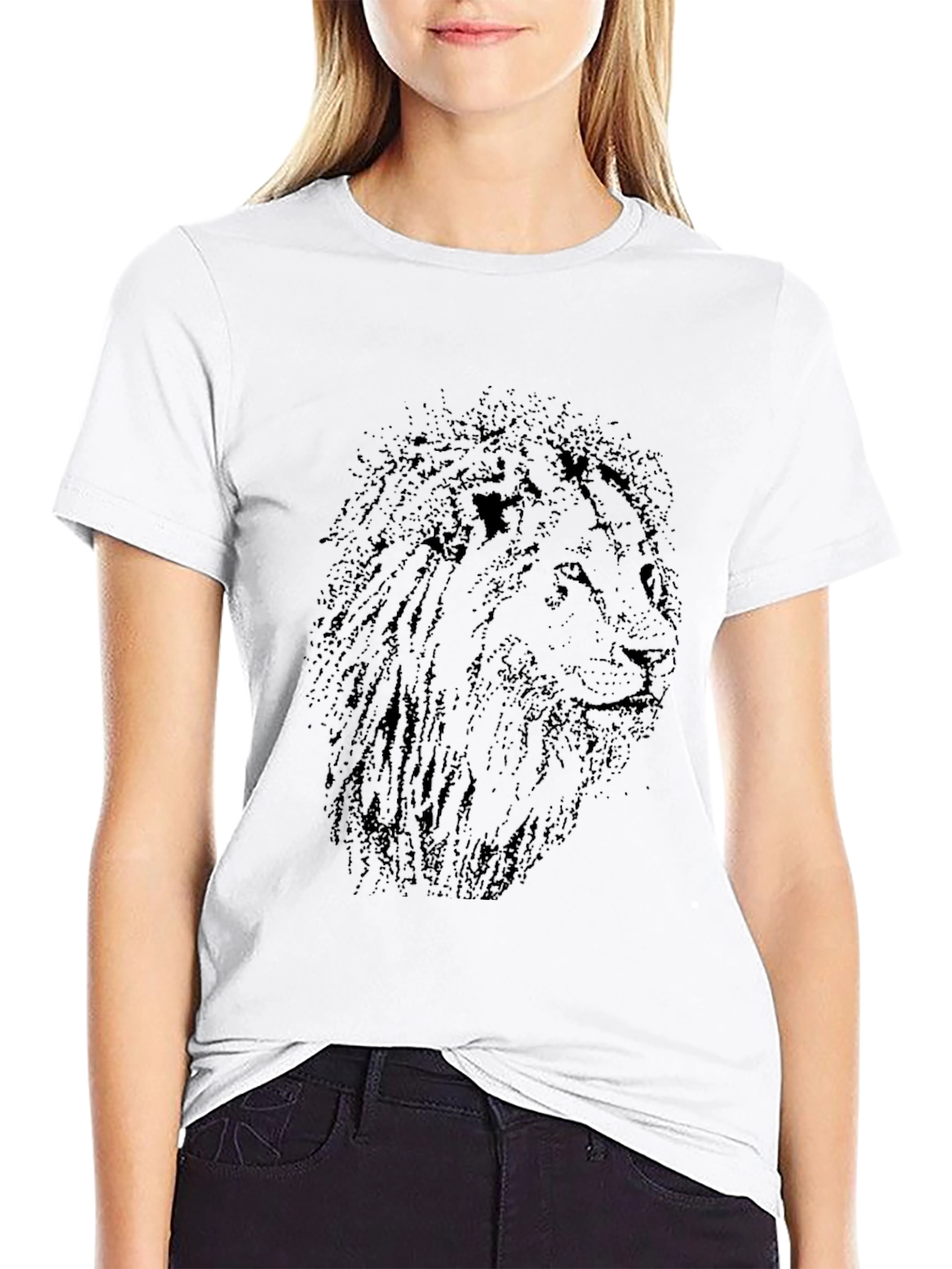 Lion Graphic Black T-Shirt - Mens Casual Tee