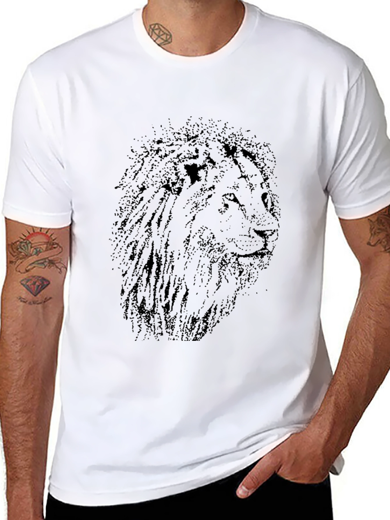 Lion Graphic Black T-Shirt - Mens Casual Tee