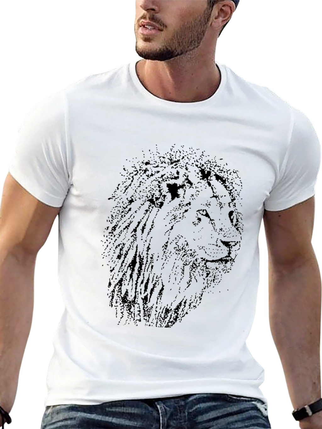 Lion Graphic Black T-Shirt - Mens Casual Tee