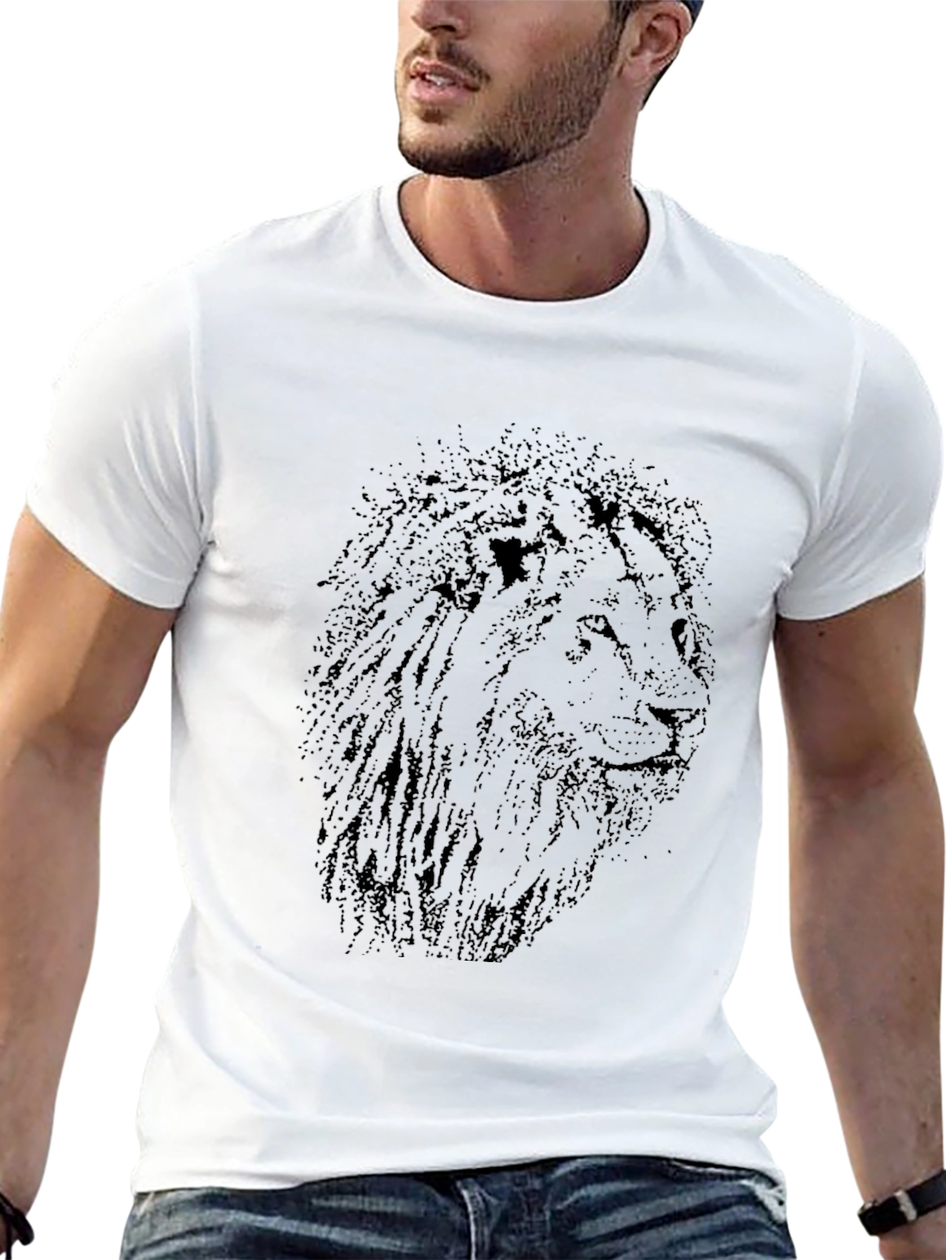 Lion Graphic Black T-Shirt - Mens Casual Tee