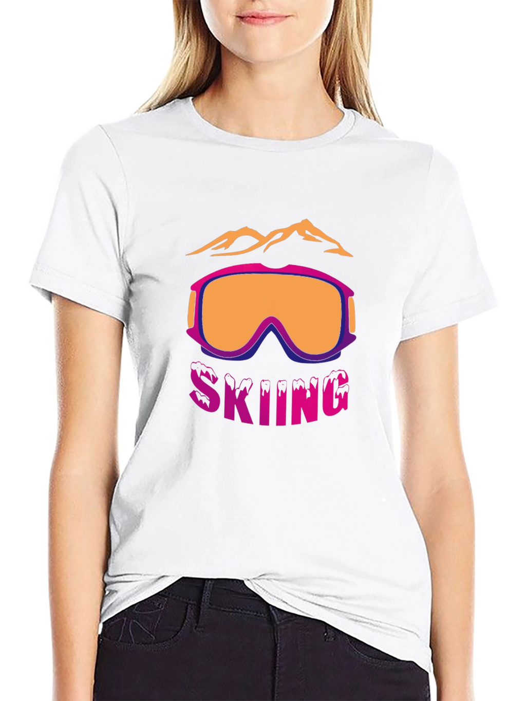 Skiing Graphic T-Shirt - Mountain & Goggles Design