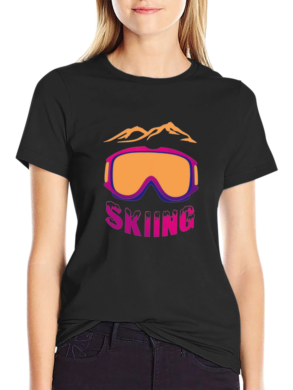 Skiing Graphic T-Shirt - Mountain & Goggles Design