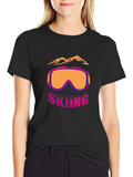 Skiing Graphic T-Shirt - Mountain & Goggles Design
