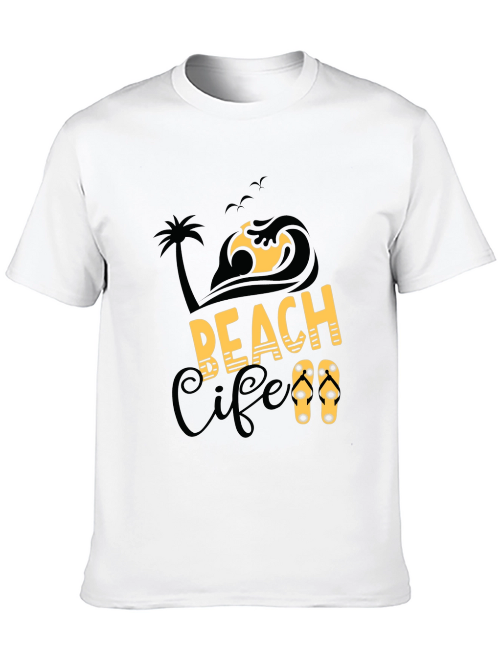 Beach Life Graphic Print Black T-Shirt
