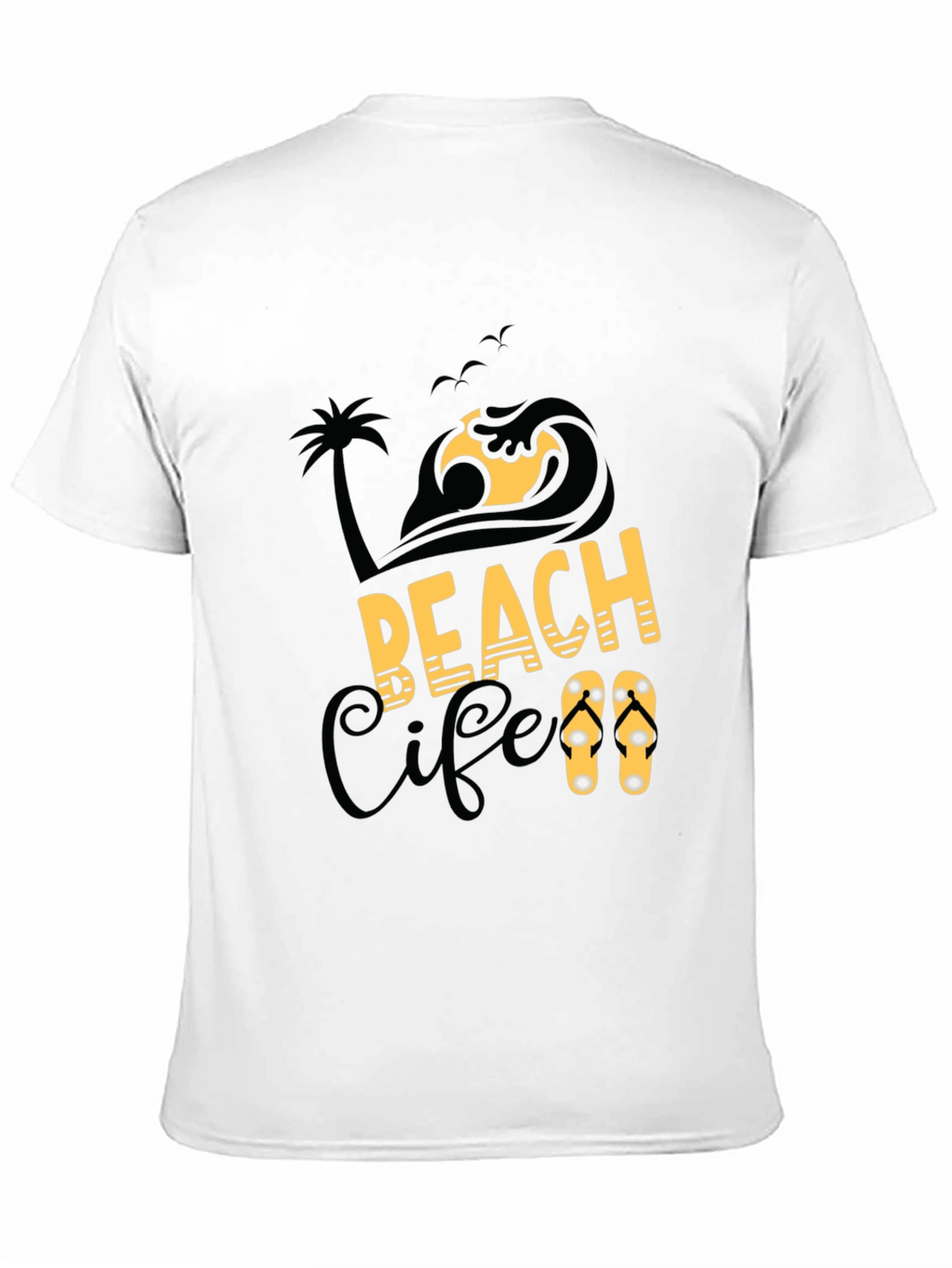 Beach Life Graphic Print Black T-Shirt