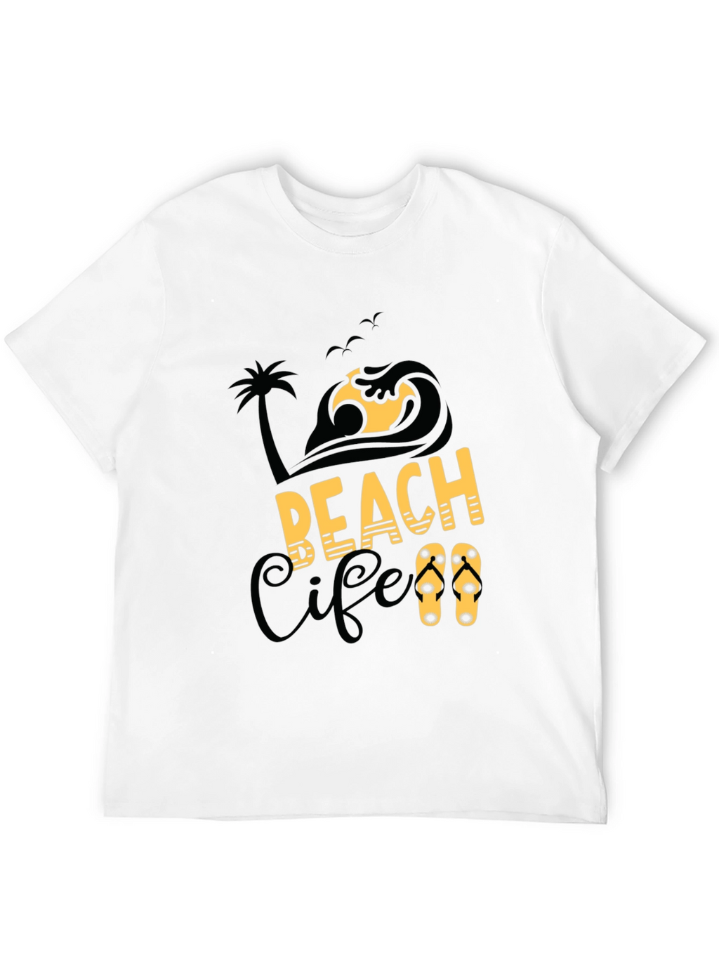 Beach Life Graphic Print Black T-Shirt