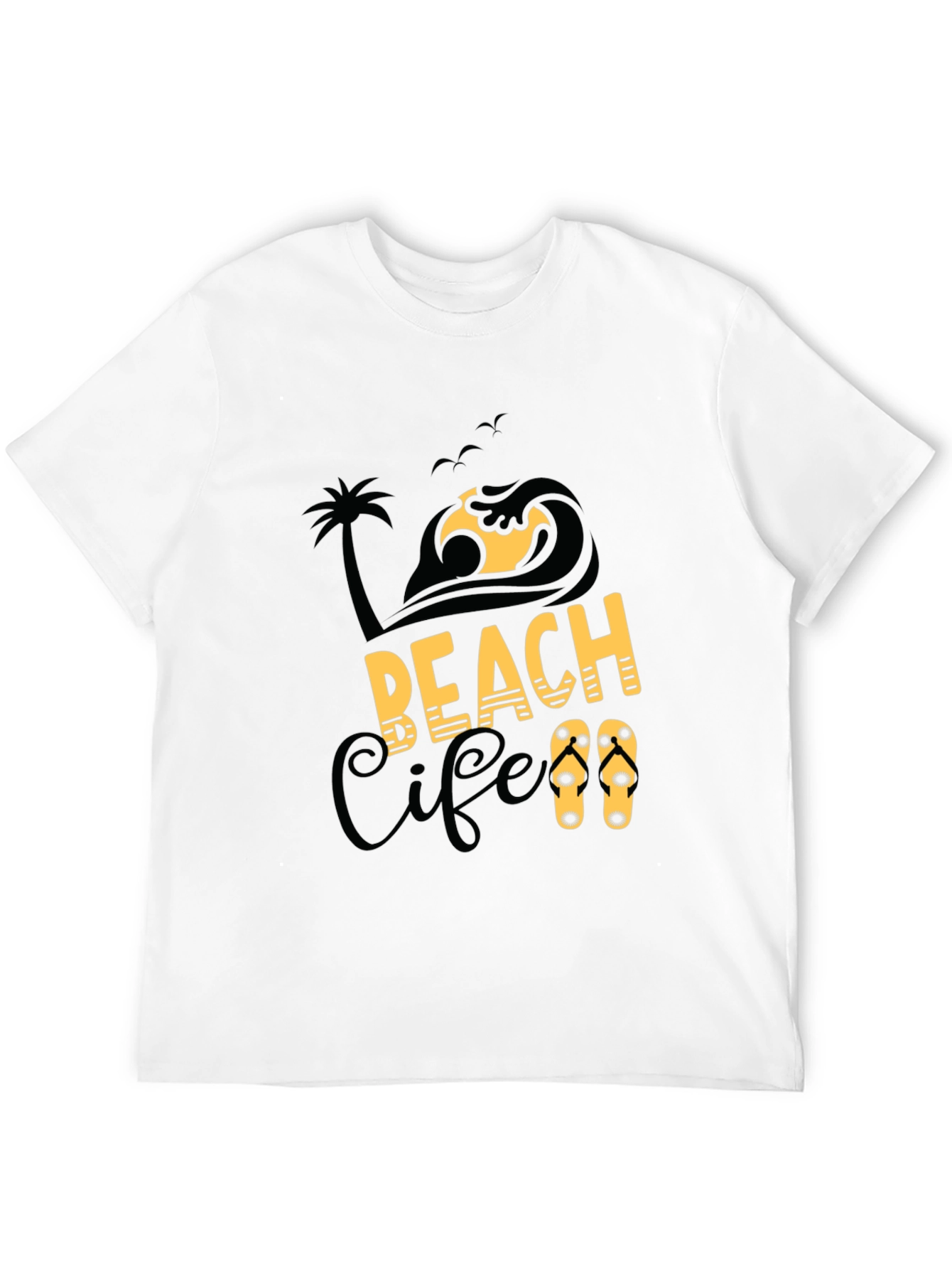 Beach Life Graphic Print Black T-Shirt