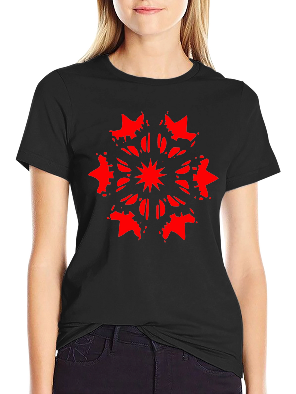 Abstract Starburst Graphic Black T-Shirt