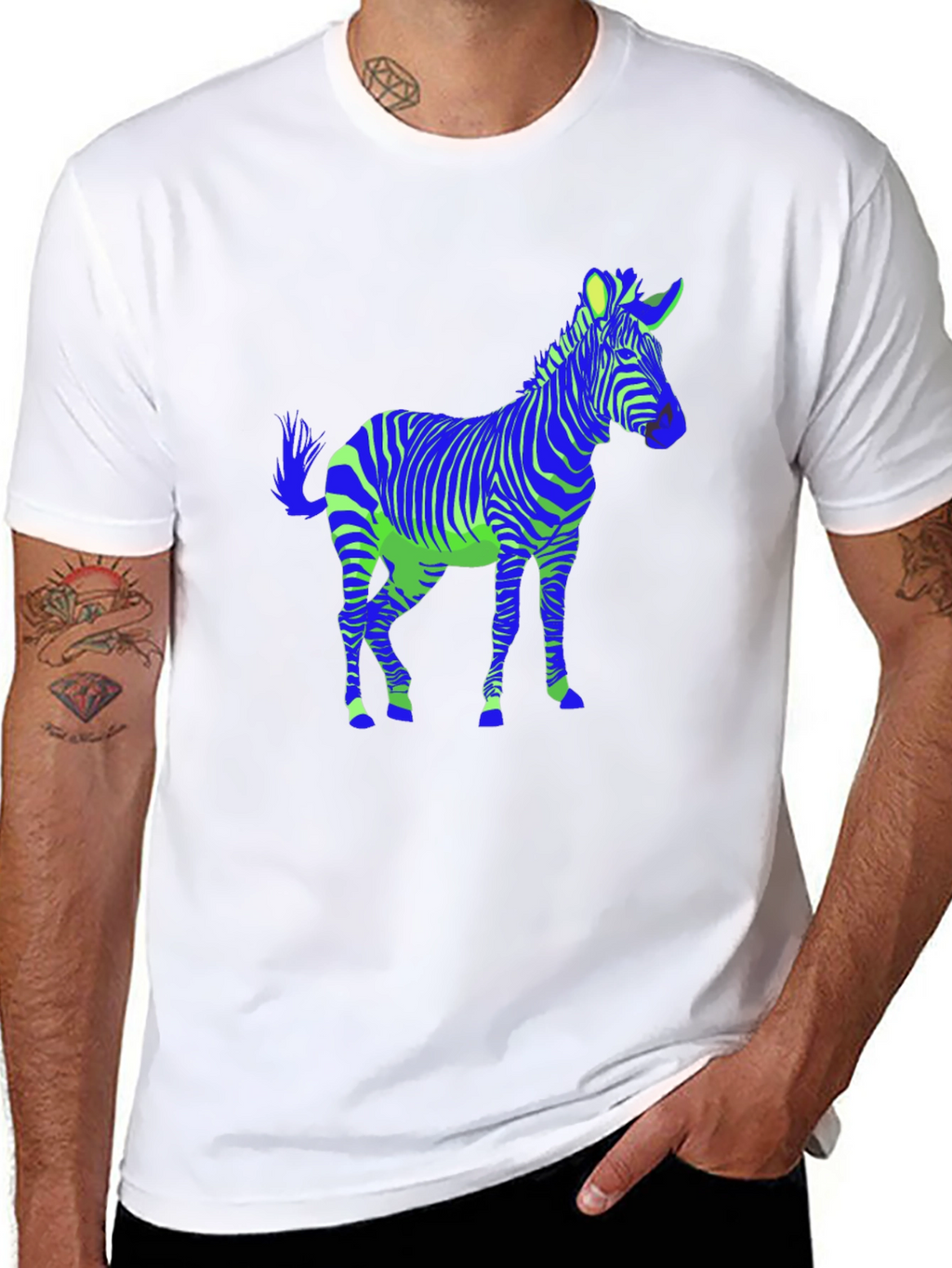 Zebra Print Graphic Tee - Mens Black T-Shirt