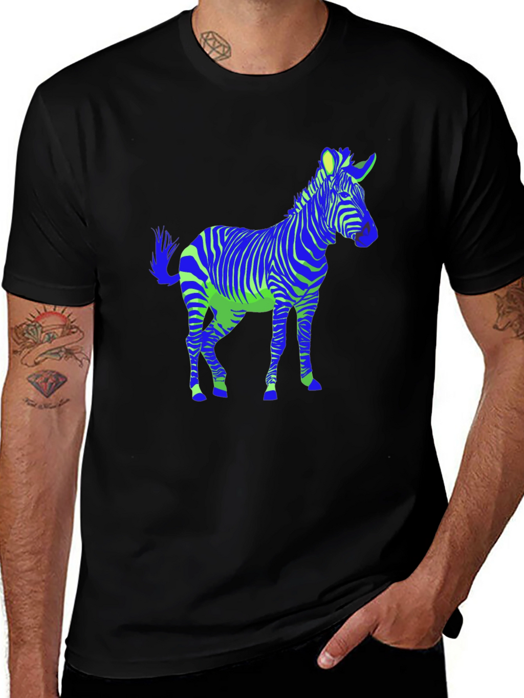 Zebra Print Graphic Tee - Mens Black T-Shirt