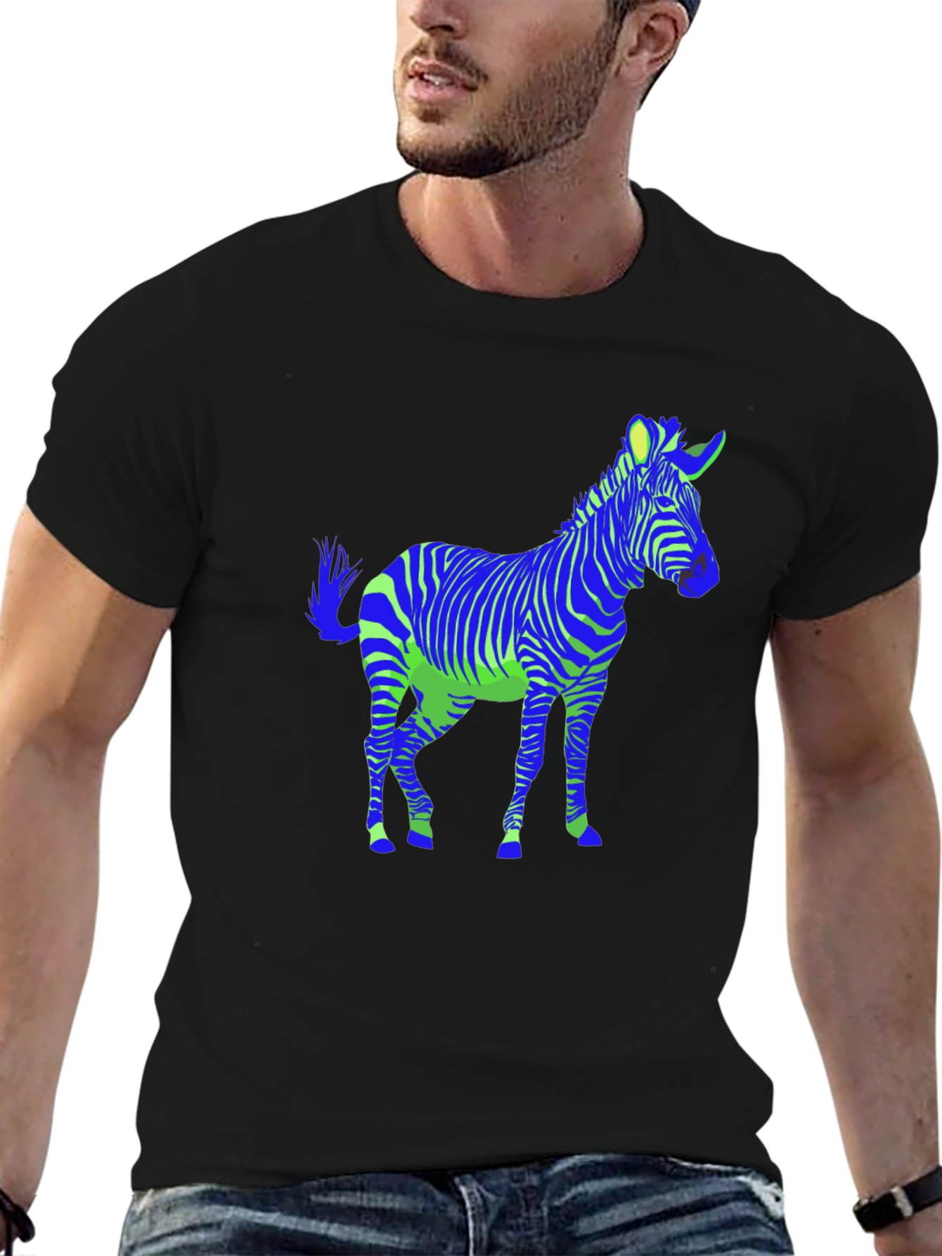 Zebra Print Graphic Tee - Mens Black T-Shirt