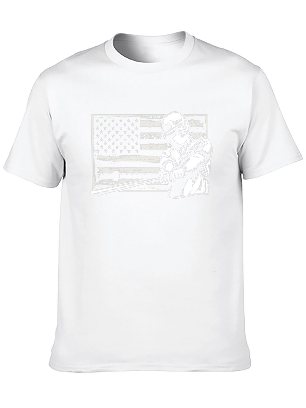 Baseball Player USA Flag Graphic T-Shirt