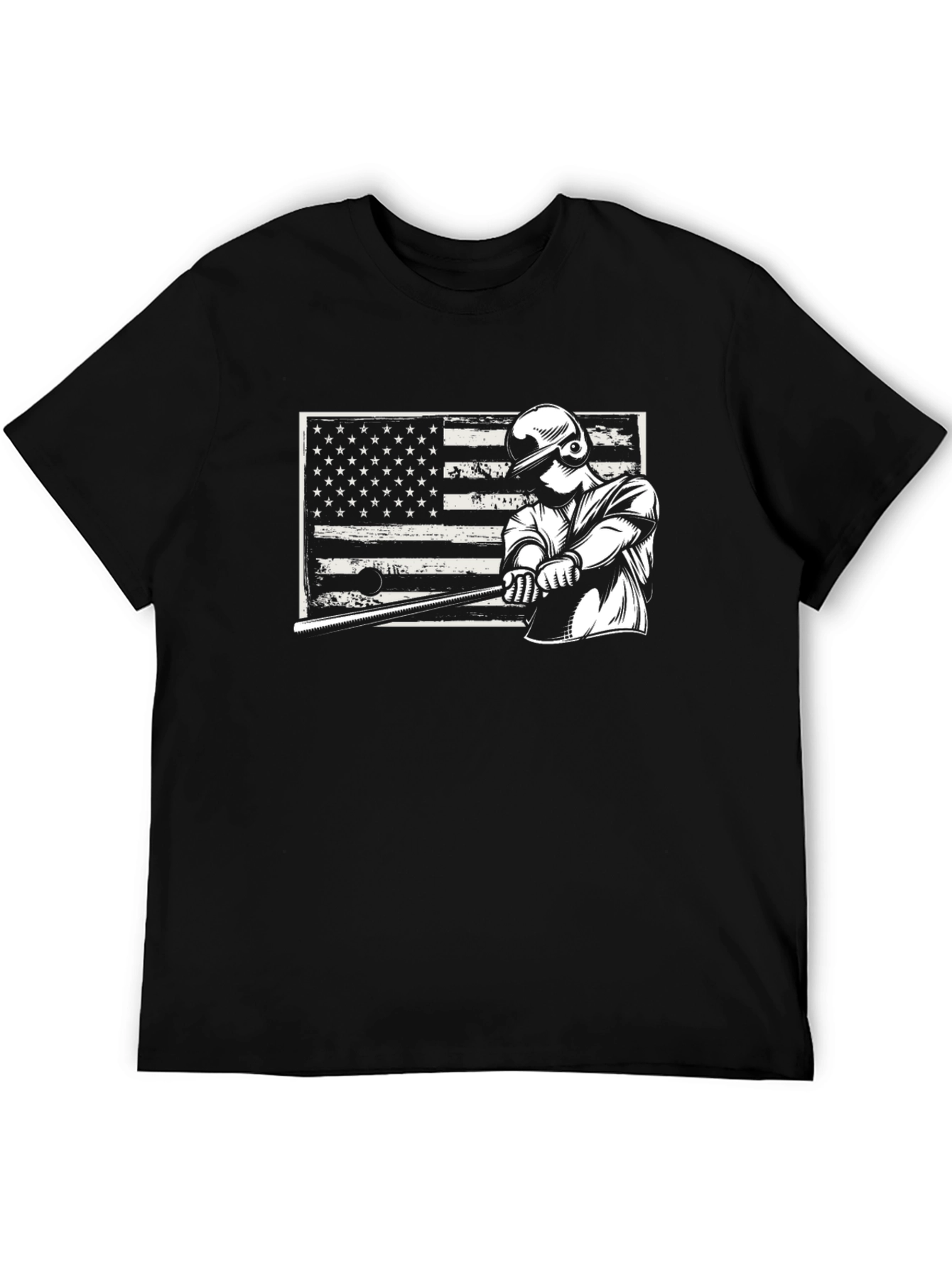 Baseball Player USA Flag Graphic T-Shirt
