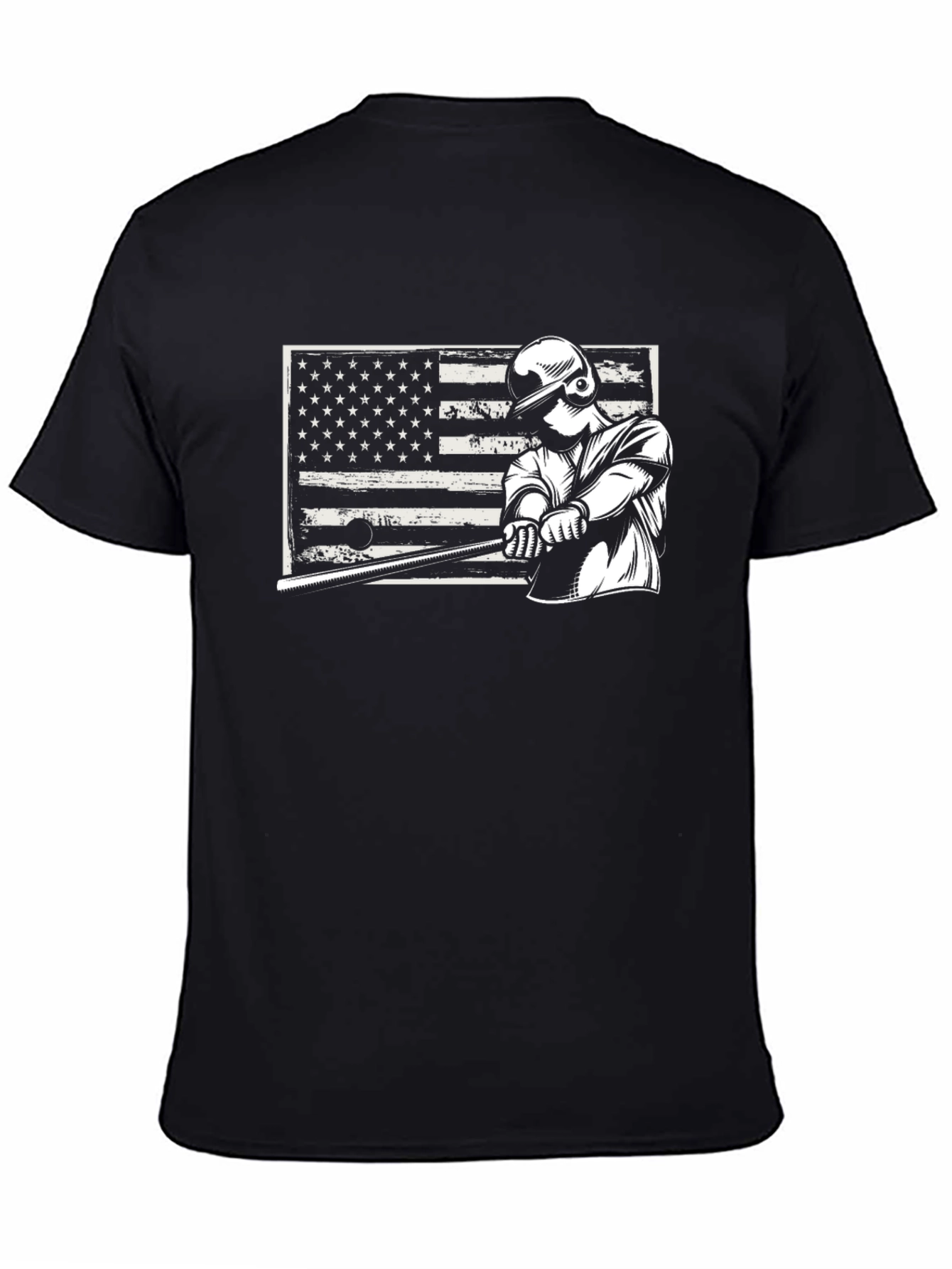 Baseball Player USA Flag Graphic T-Shirt