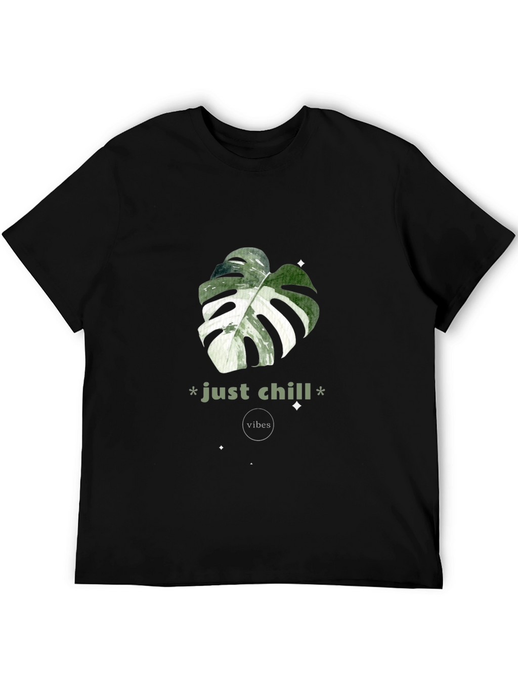 Just Chill Vibes T-Shirt - Tropical Leaf Design