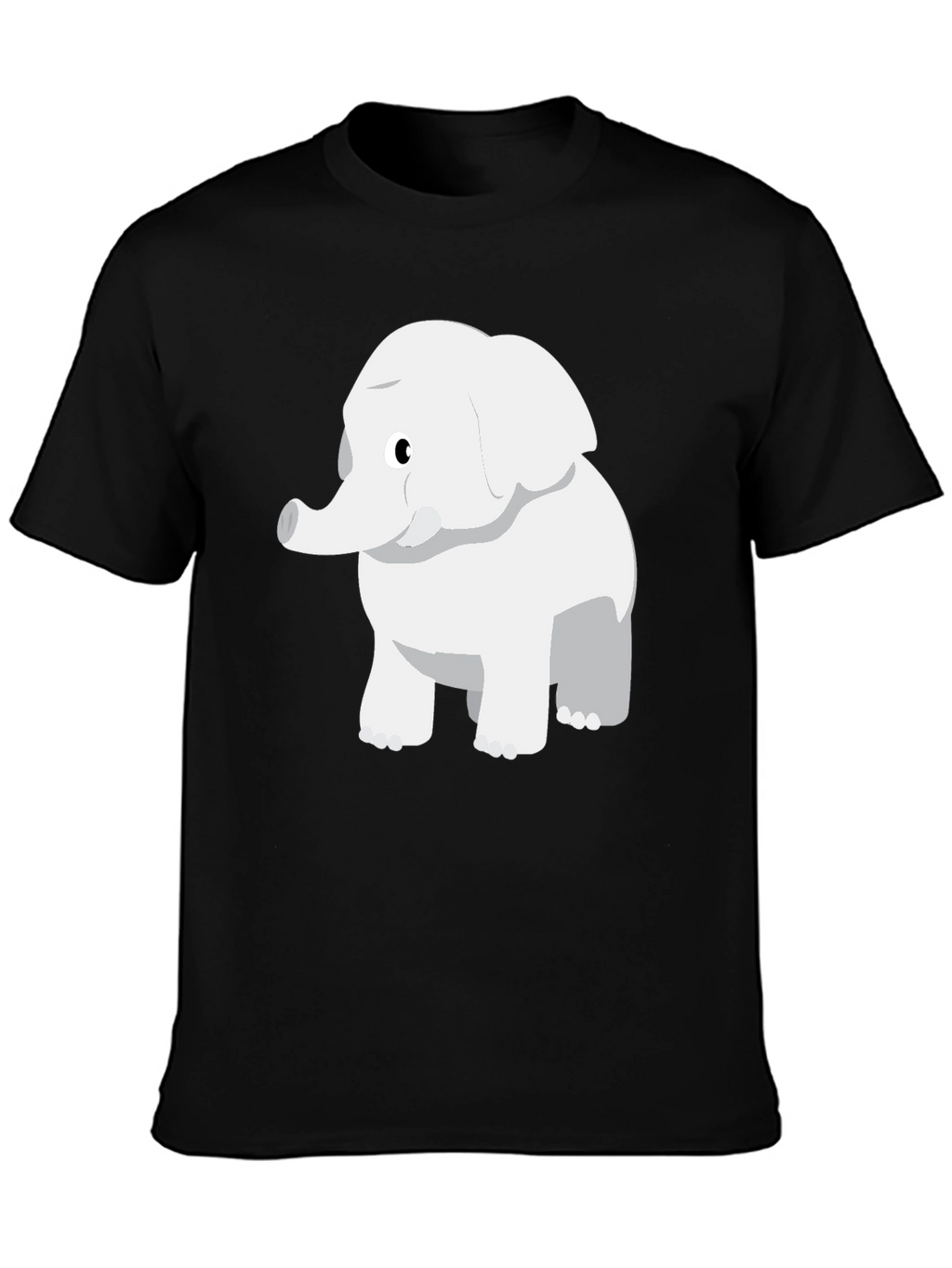 Cute Cartoon Elephant Black T-Shirt