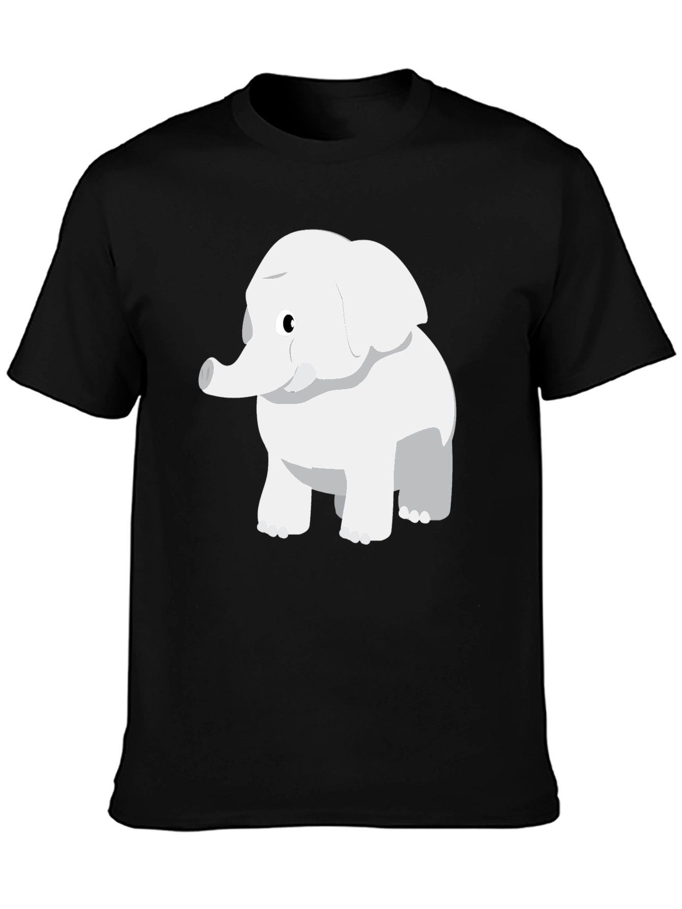 Cute Cartoon Elephant Black T-Shirt