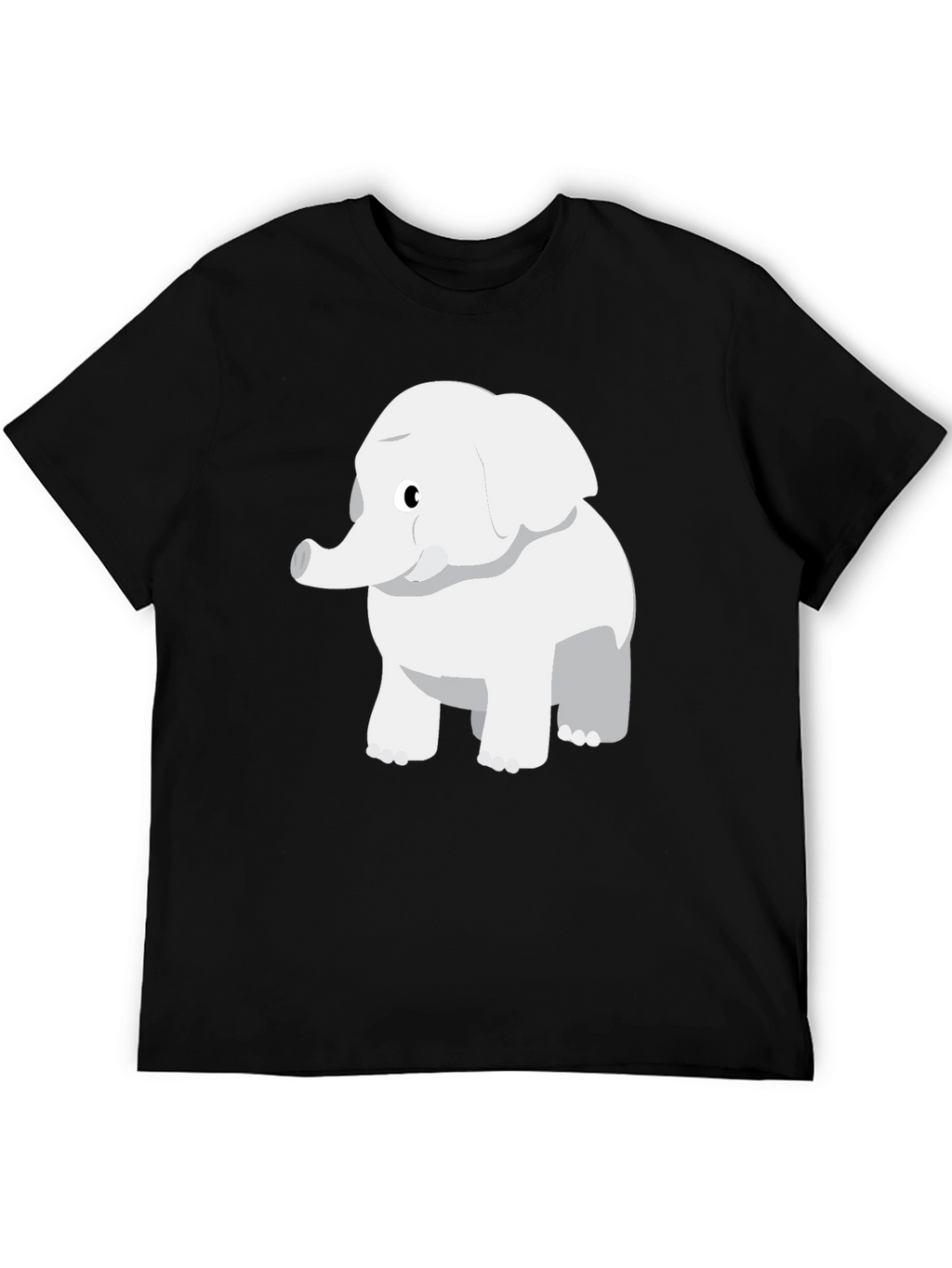 Cute Cartoon Elephant Black T-Shirt