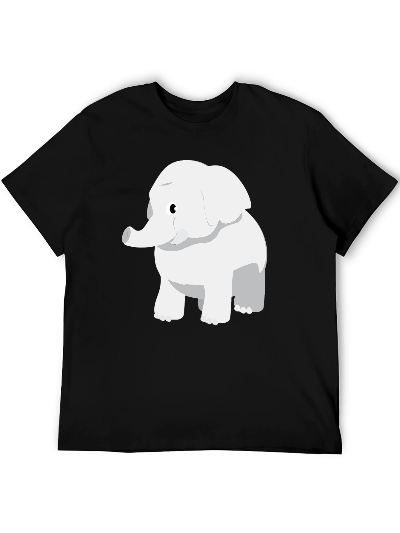 Cute Cartoon Elephant Black T-Shirt