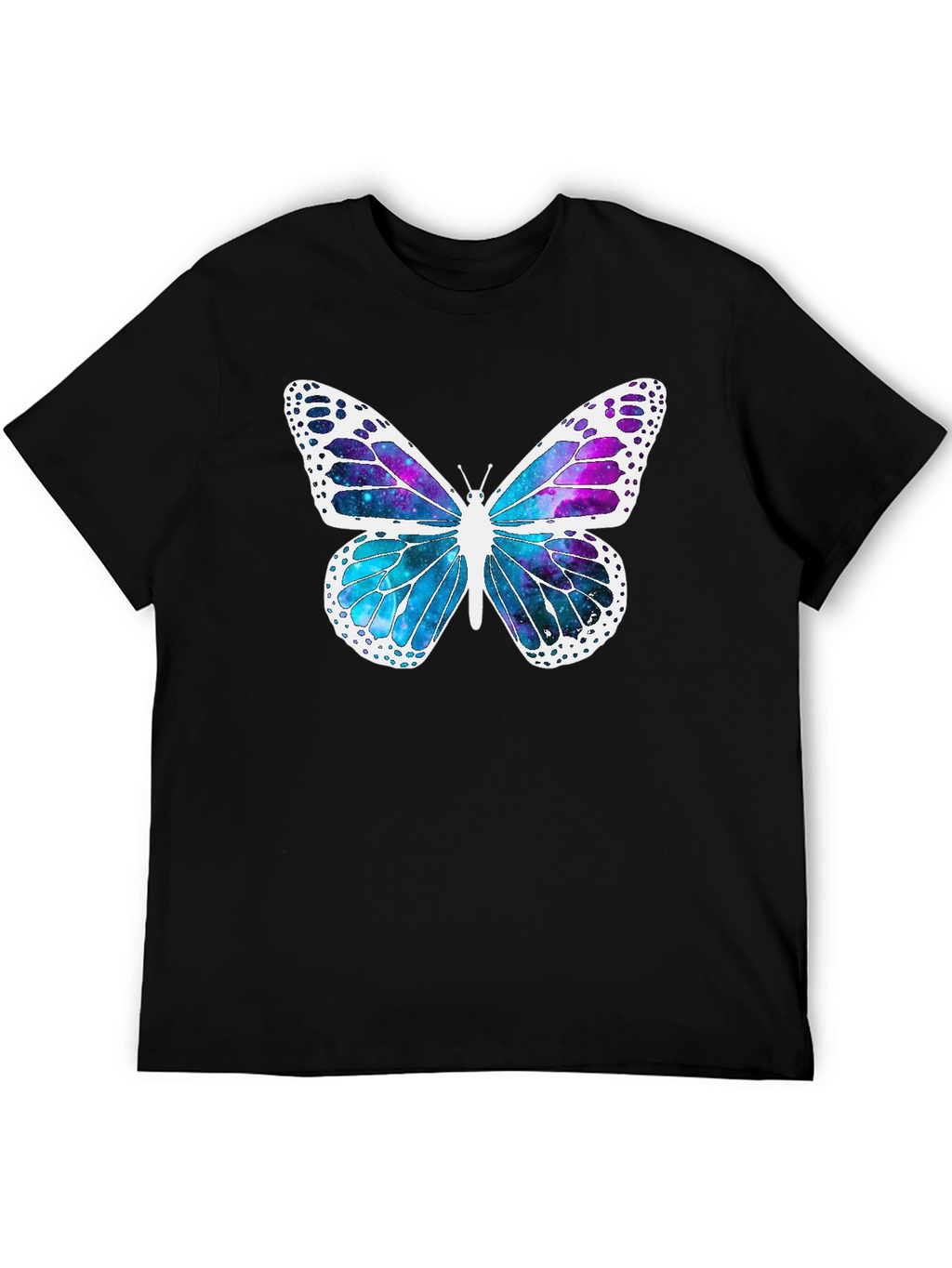 Butterfly Galaxy Graphic Tee - Stylish Mens Black T-Shirt