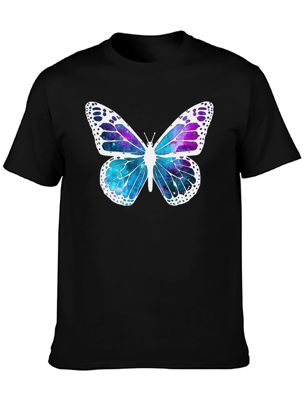 Butterfly Galaxy Graphic Tee - Stylish Mens Black T-Shirt