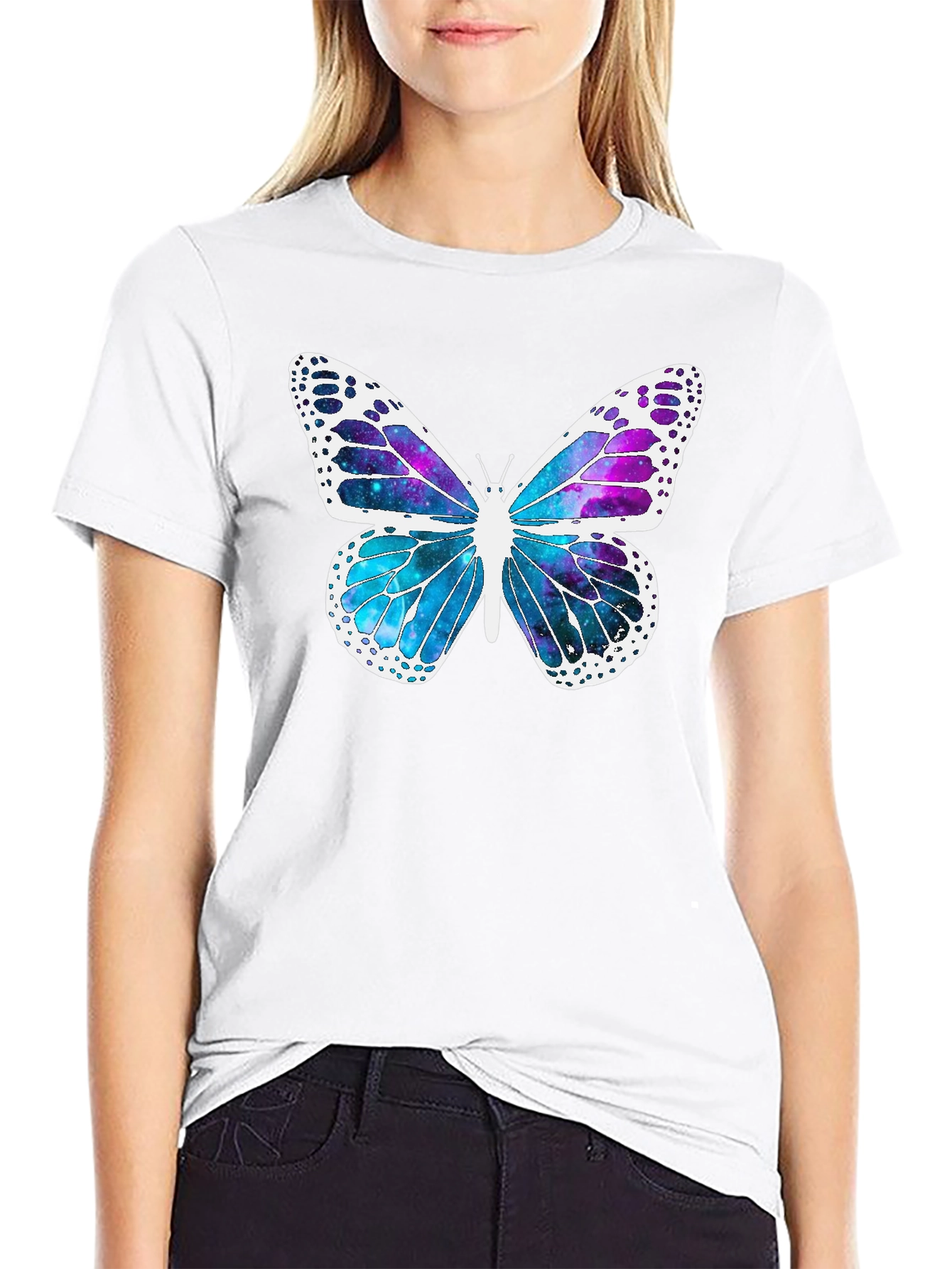 Butterfly Galaxy Graphic Tee - Stylish Mens Black T-Shirt