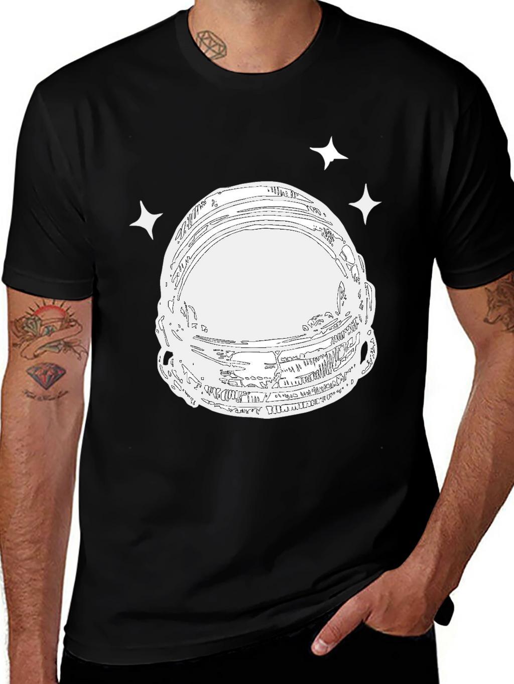 Astronaut Helmet Graphic Tee - Space Explorer T-Shirt
