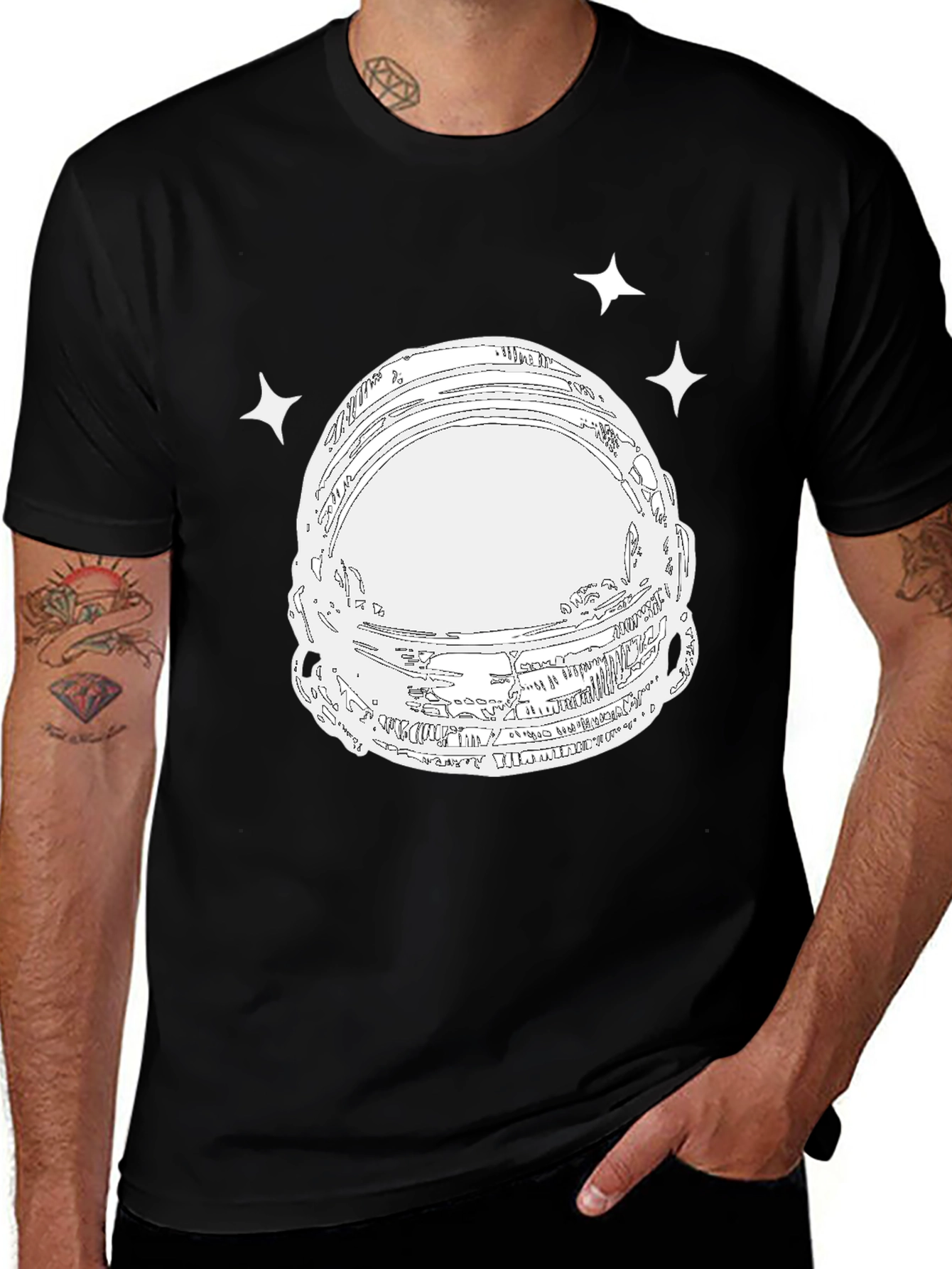 Astronaut Helmet Graphic Tee - Space Explorer T-Shirt