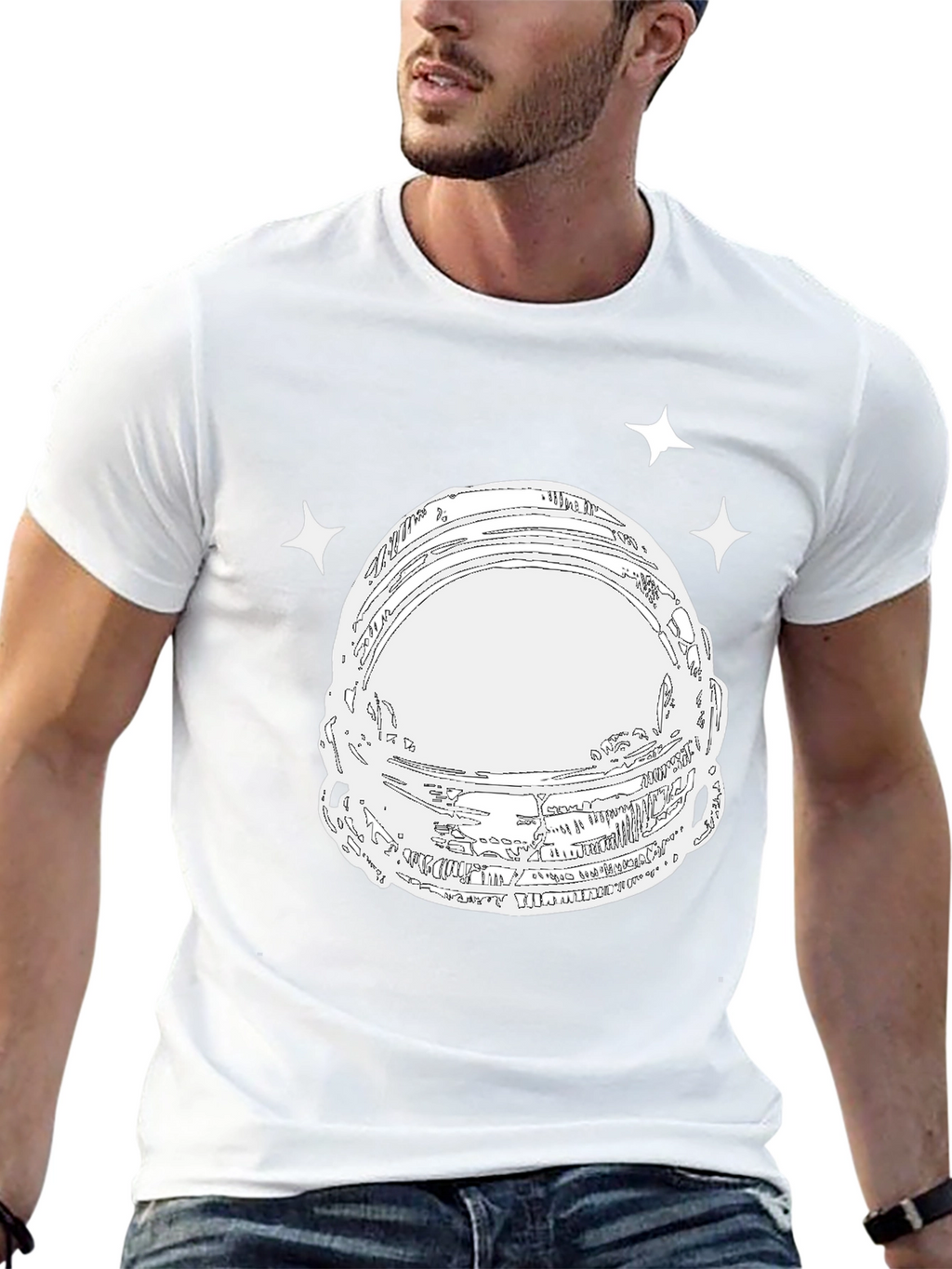 Astronaut Helmet Graphic Tee - Space Explorer T-Shirt
