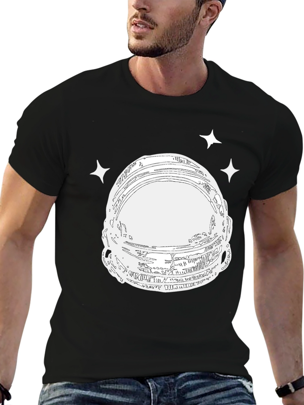Astronaut Helmet Graphic Tee - Space Explorer T-Shirt
