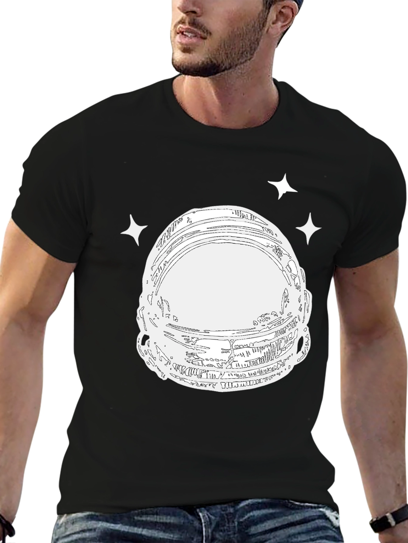 Astronaut Helmet Graphic Tee - Space Explorer T-Shirt