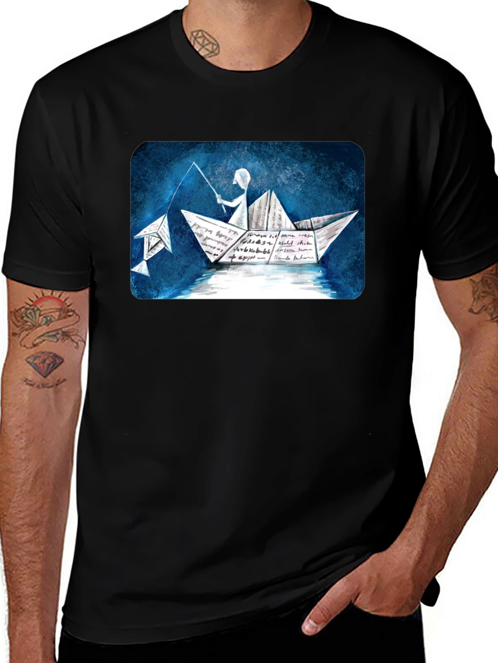 Paper Boat Fishing T-Shirt - Unique Design