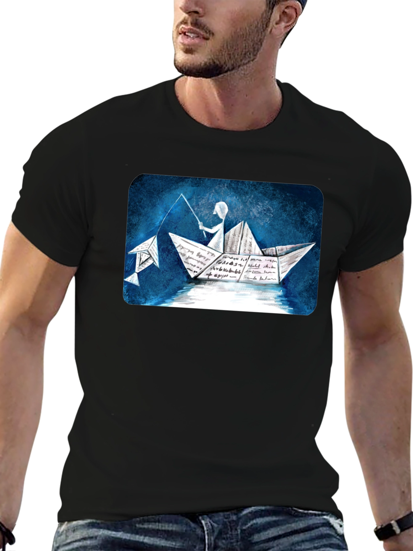 Paper Boat Fishing T-Shirt - Unique Design