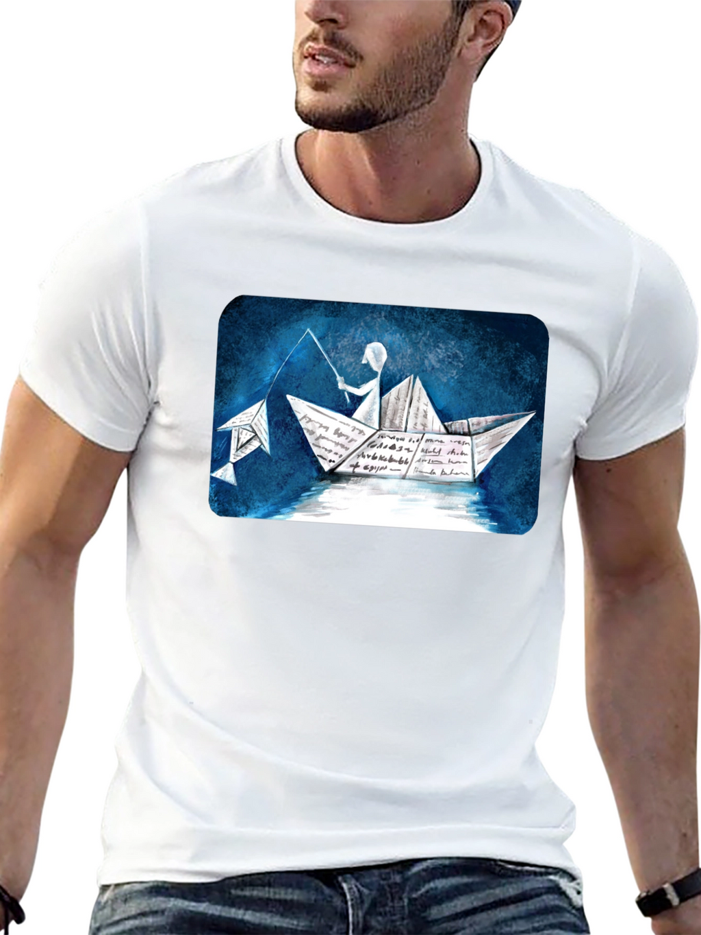 Paper Boat Fishing T-Shirt - Unique Design