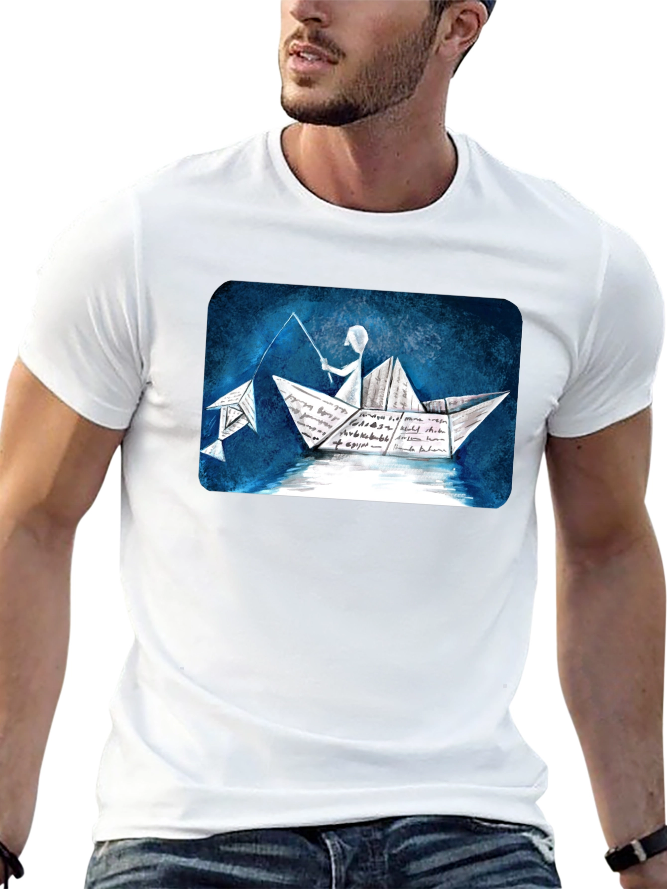 Paper Boat Fishing T-Shirt - Unique Design